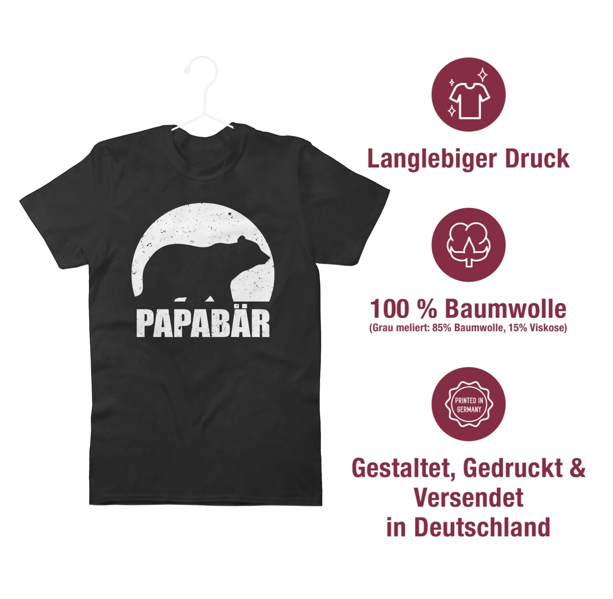 Papabär Bär Papa Shirtracer für Papa Geschenk T-Shirt Vatertag Bear Papa 01 Schwarz