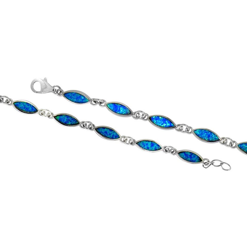 Vivance Armband 925/- Sterling Silber Opal blau, Anlaufgeschützt durch  Rhodiumveredelung