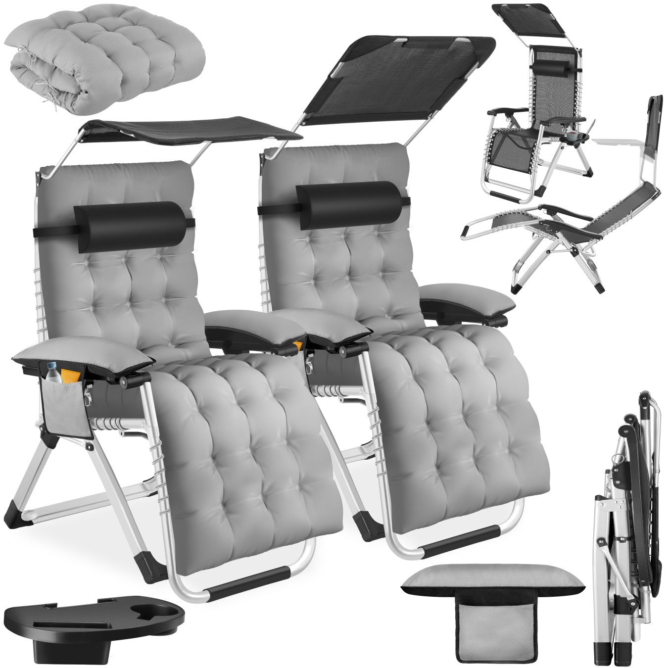 tectake Gartenstuhl Sonnenliege Cloud II mit Sonnendach, klappbar (Set., 2 günstig online kaufen