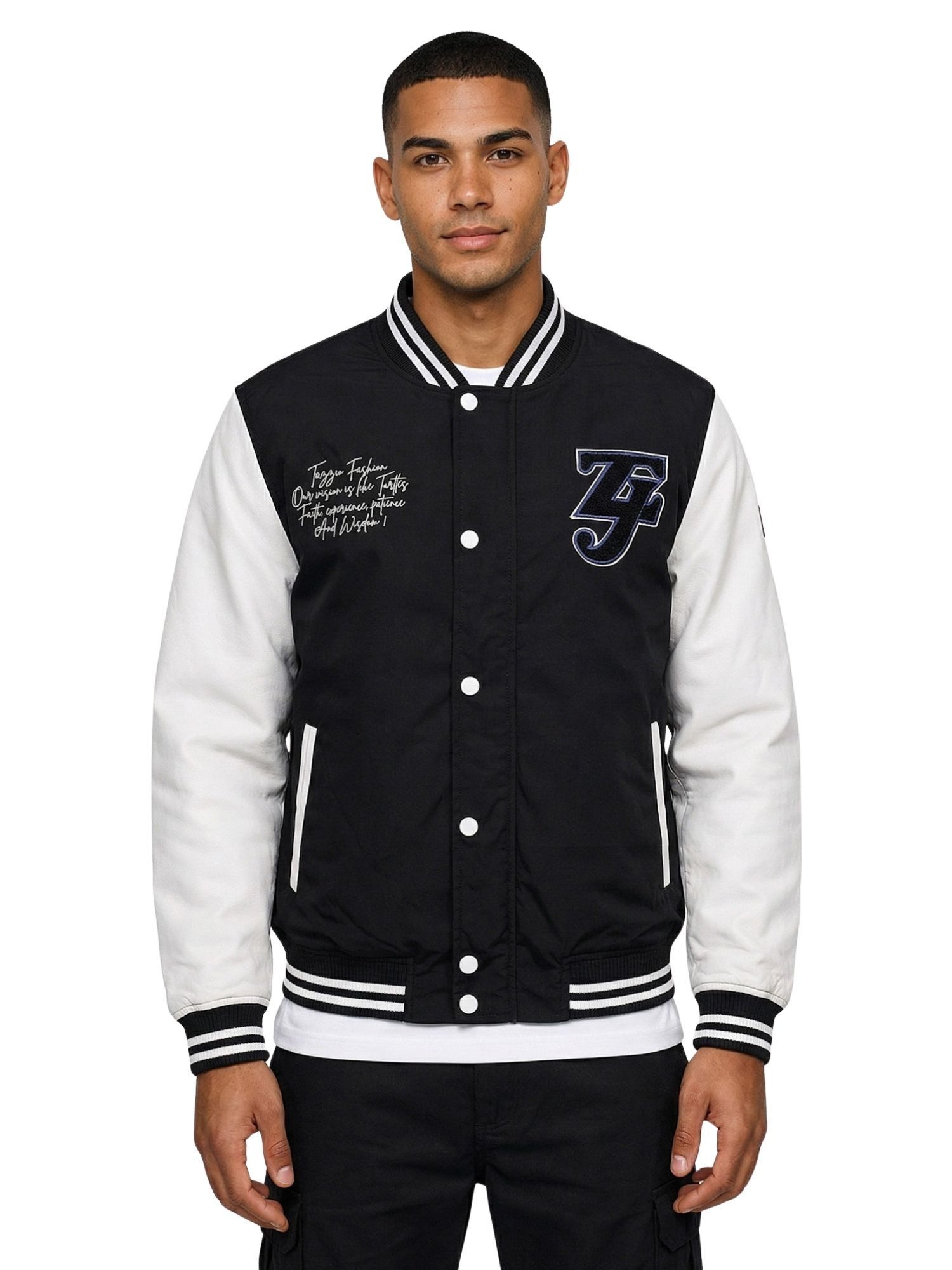 Tazzio Bomberjacke A807 College-Style mit Patch, Kontrastärmeln & Stickerei-Details