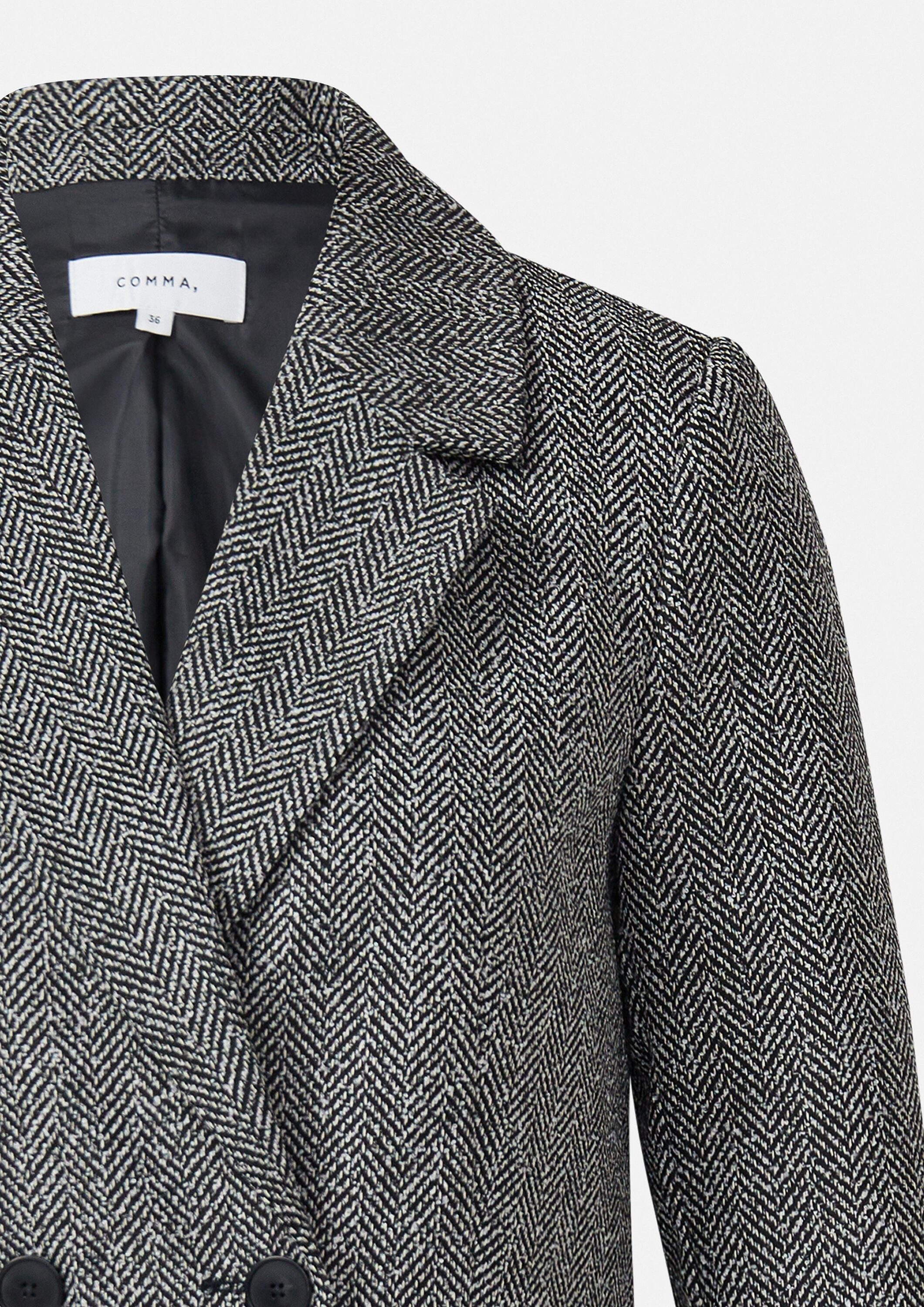 comma Jackenblazer Indoor-Blazer Verkürzter Herringbone-Blazer