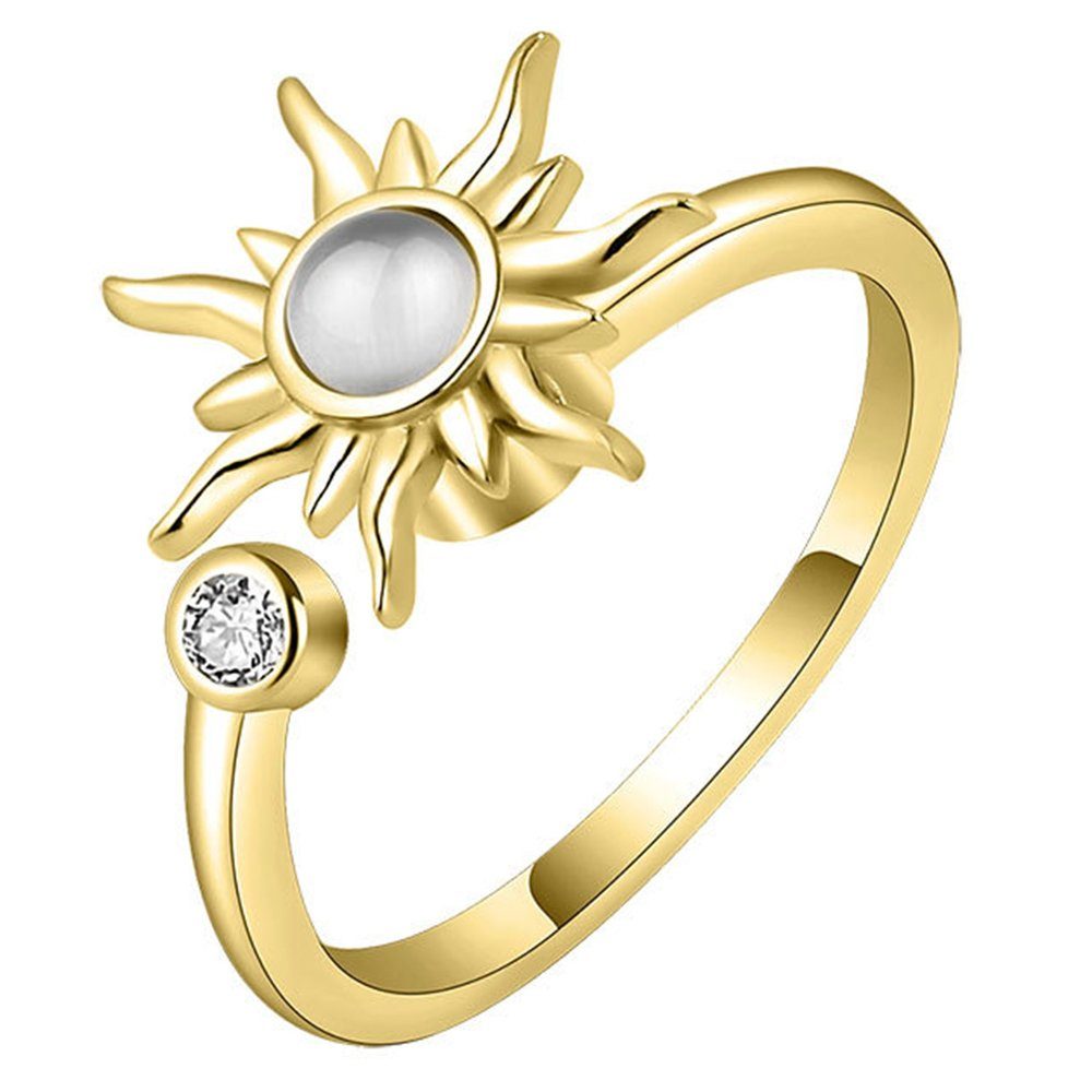 Haiaveng Fingerring 925 Sterling Silber für Damen Verstellbar Offene Angst Ringe, Spinner Anti Stress Ring gold