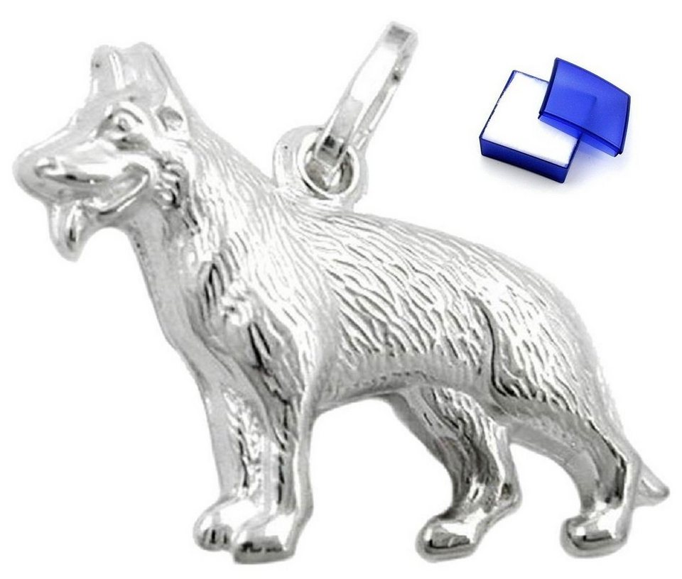 unbespielt Kettenanhänger Kettenanhänger Anhänger Schäferhund 925 Silber 14  x 20 mm inkl. kleiner Schmuckbox, Silberschmuck für Damen und Herren