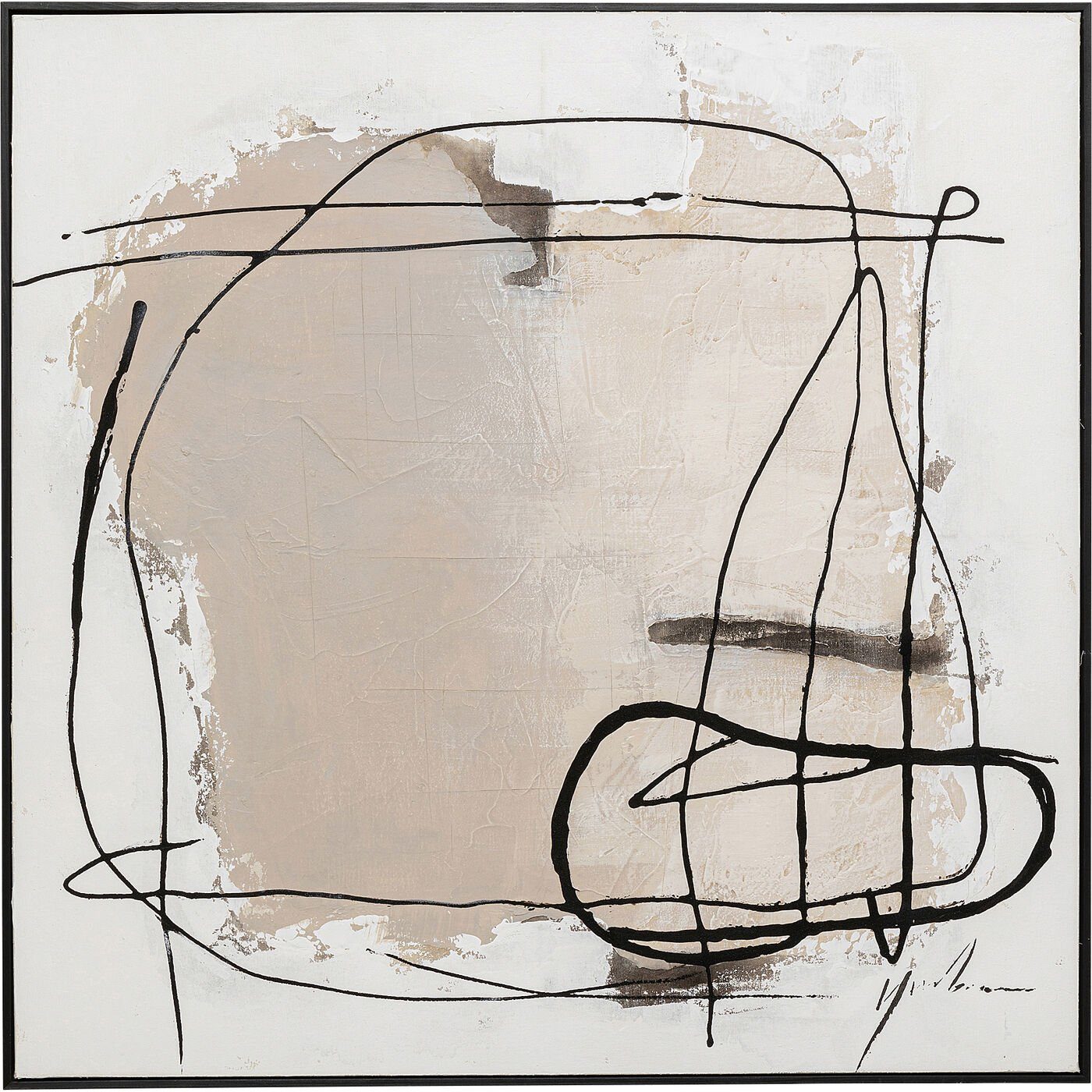 Kare Design LED Wandbild Sun Hat Woman 80x80cm - Gelb Modernes Leuchtbild