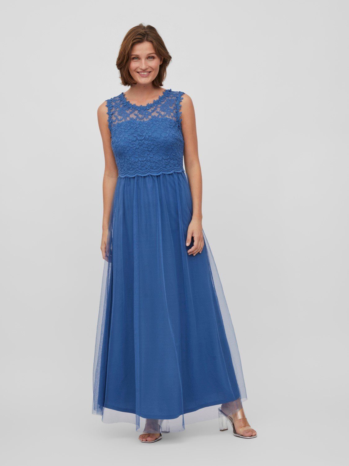 Dress Langes Blau Kleid Abschluss (lang) VILYNNEA in Shirtkleid Ball Vila 4840 Maxi