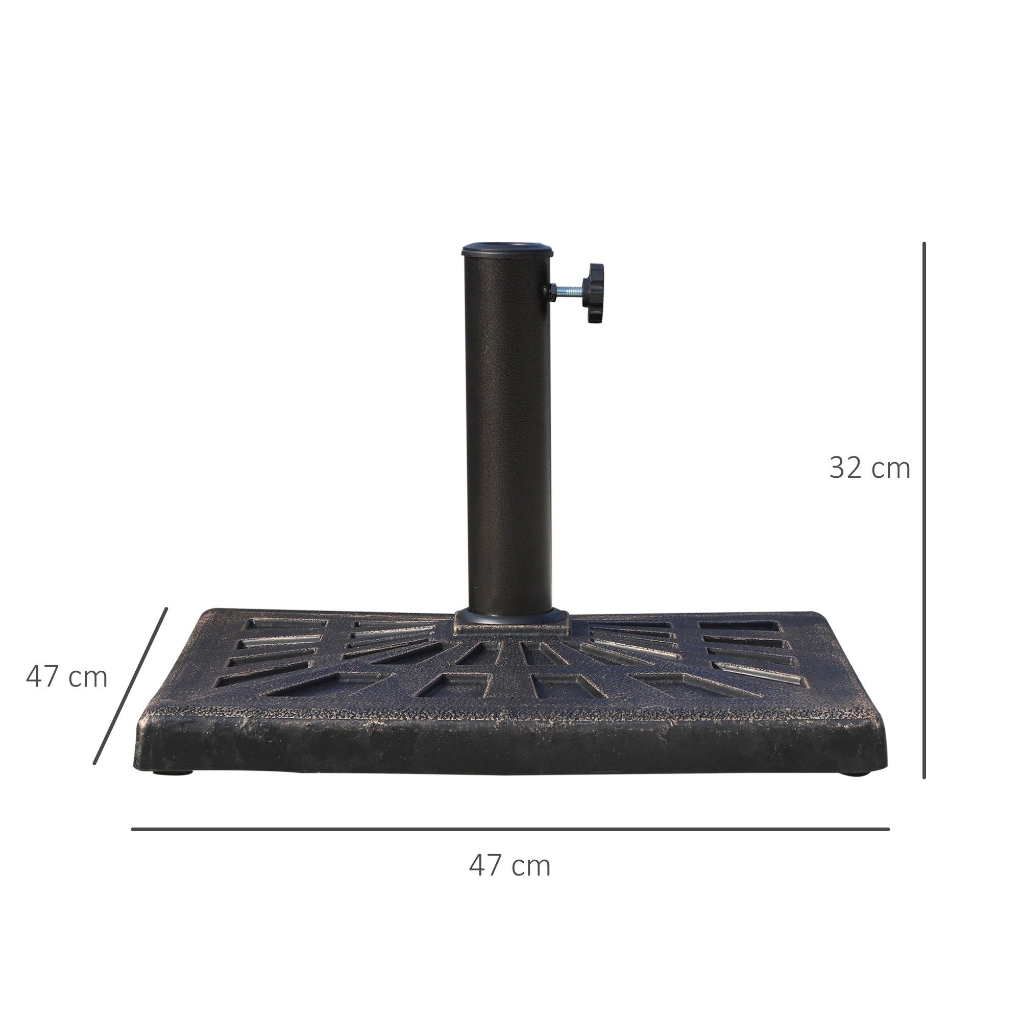 Outsunny Schirmständer Regenschirm Base für Ø38 mm Ø48 mm (Ständer, 1 St., Sonnenschirmständer), Kunstharz Bronze 47 x47 x 32 cm