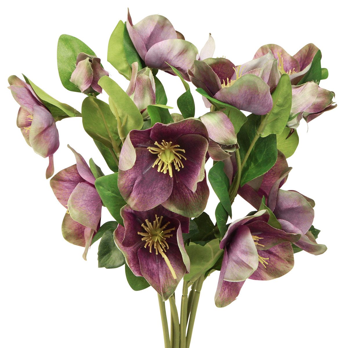 Winterliche Kunstpflanze Christrosen Kunstschnee Lila Dekoblumen Set 6 Stk, günstig online kaufen