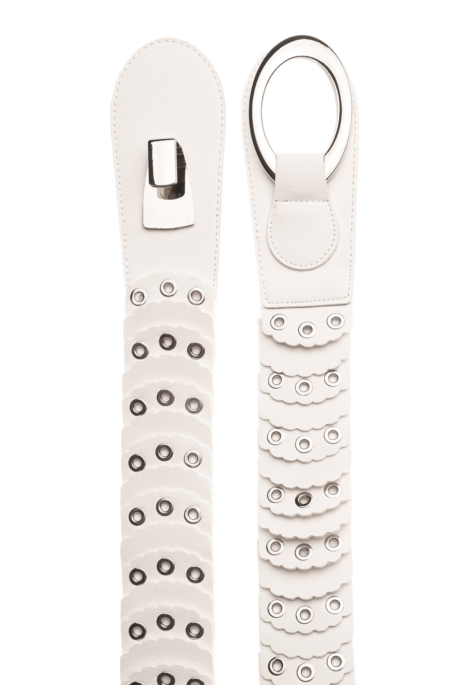 Cassandra Accessoires Taillengürtel "White" Stretchgürtel mit silbernem Rin günstig online kaufen