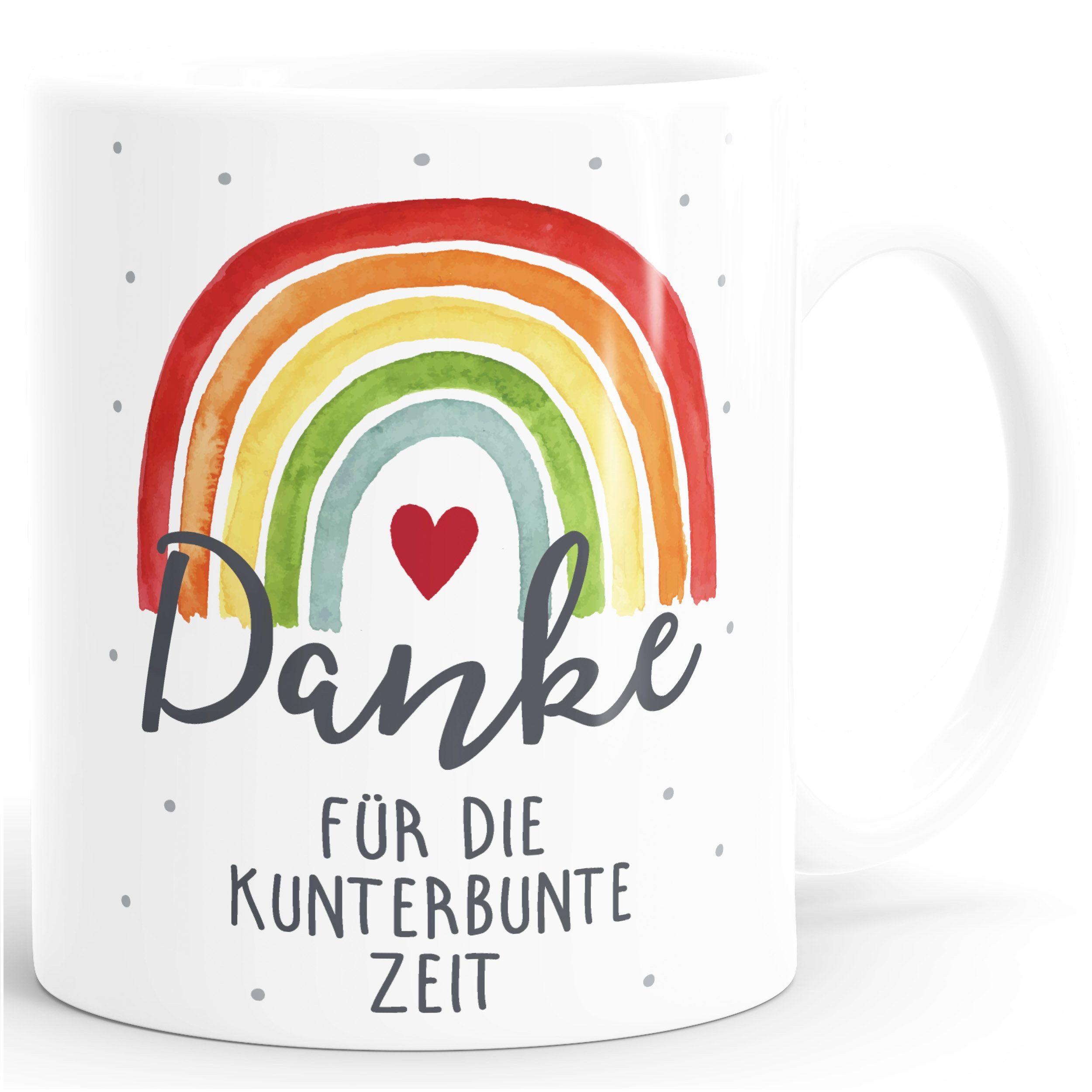 SpecialMe Tasse Kaffee-Tasse Danke für die kunterbunte Zeit Regenbogen kleines, Keramik