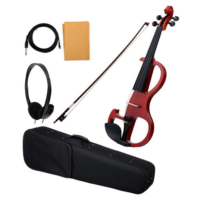 Classic Cantabile E-Violine EV-90BK E-Violine (E-Geige mit Tonabnehmer Fichte/Ahorn/Ebenholz) Tonabnehmersystem mit 9V-Blockbatterie
