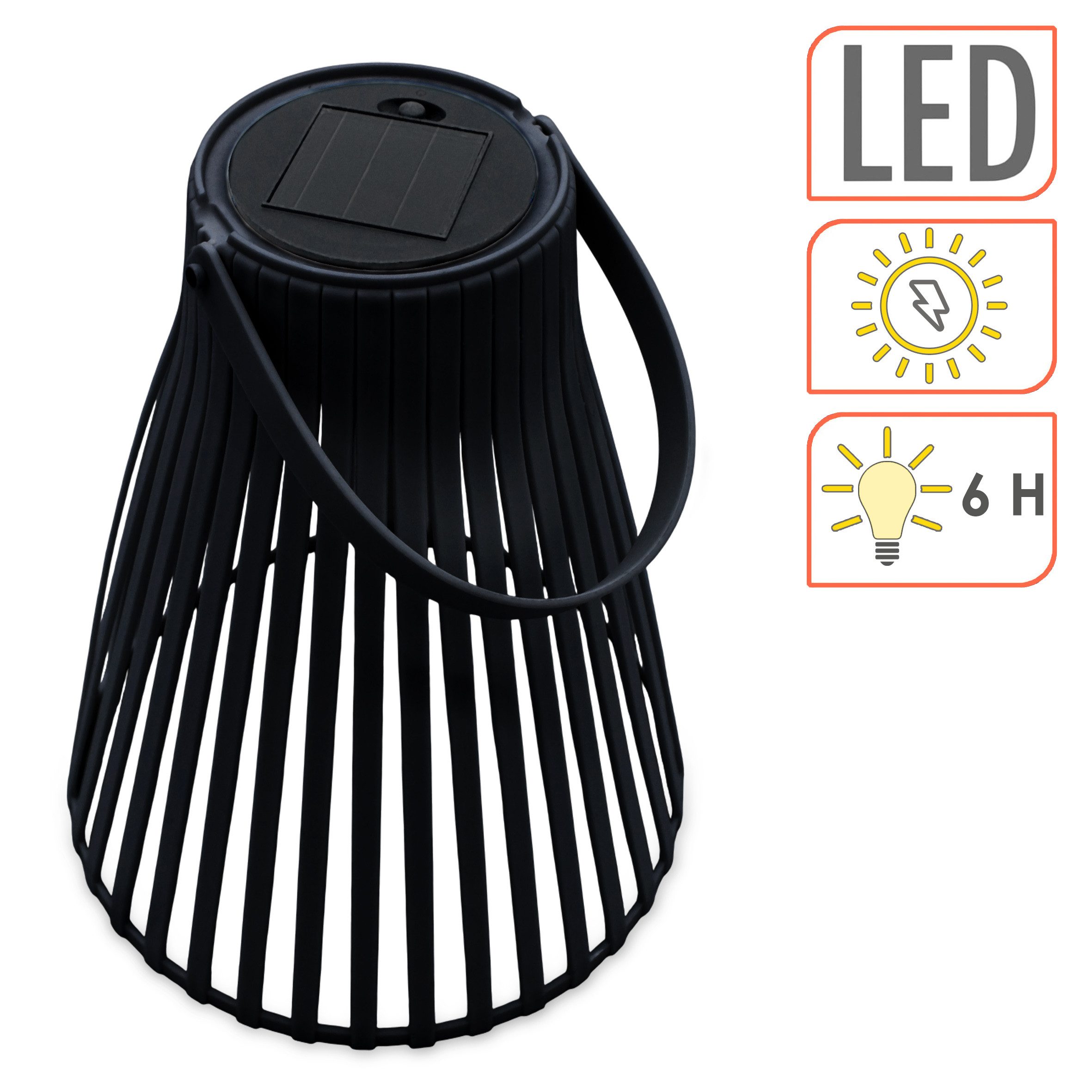 Spetebo LED Solarleuchte Solar LED Laterne Trichterform - 23 cm, moderne Garten Laterne, LED fest integriert, warm weiß, mit Henkel zum Aufhängen