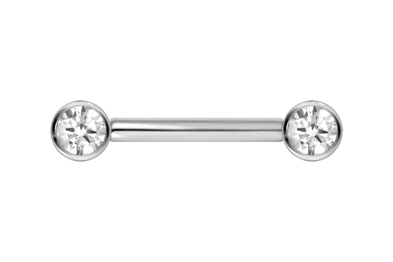 Brustwarzenpiercing Titan Barbell mit Push Fit KRISTALL