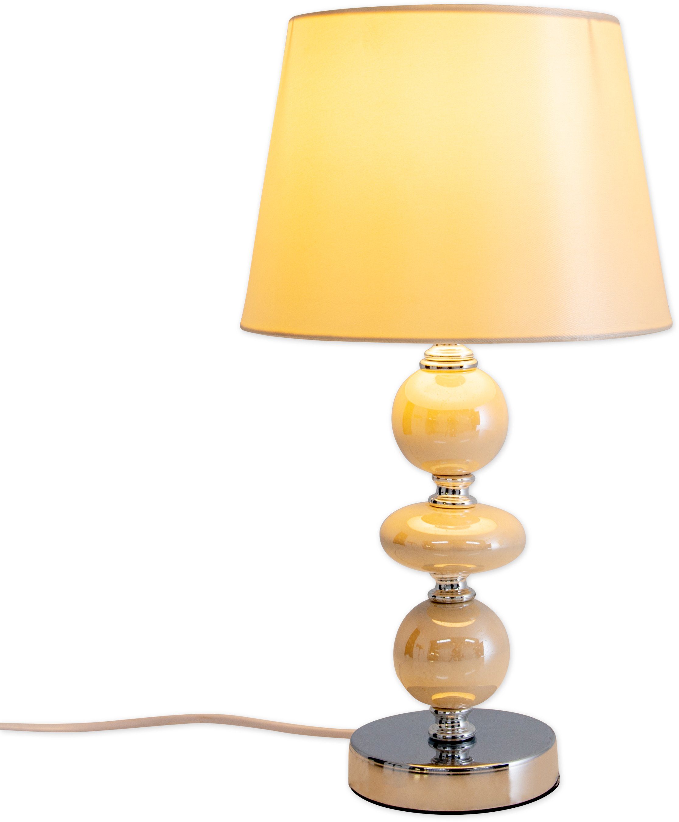 näve Tischleuchte Araga, ohne Leuchtmittel, Keramik Tischleuchte mit Satinschirm, Kippschalter, Höhe 36 cm,1X E14 | Tischlampen