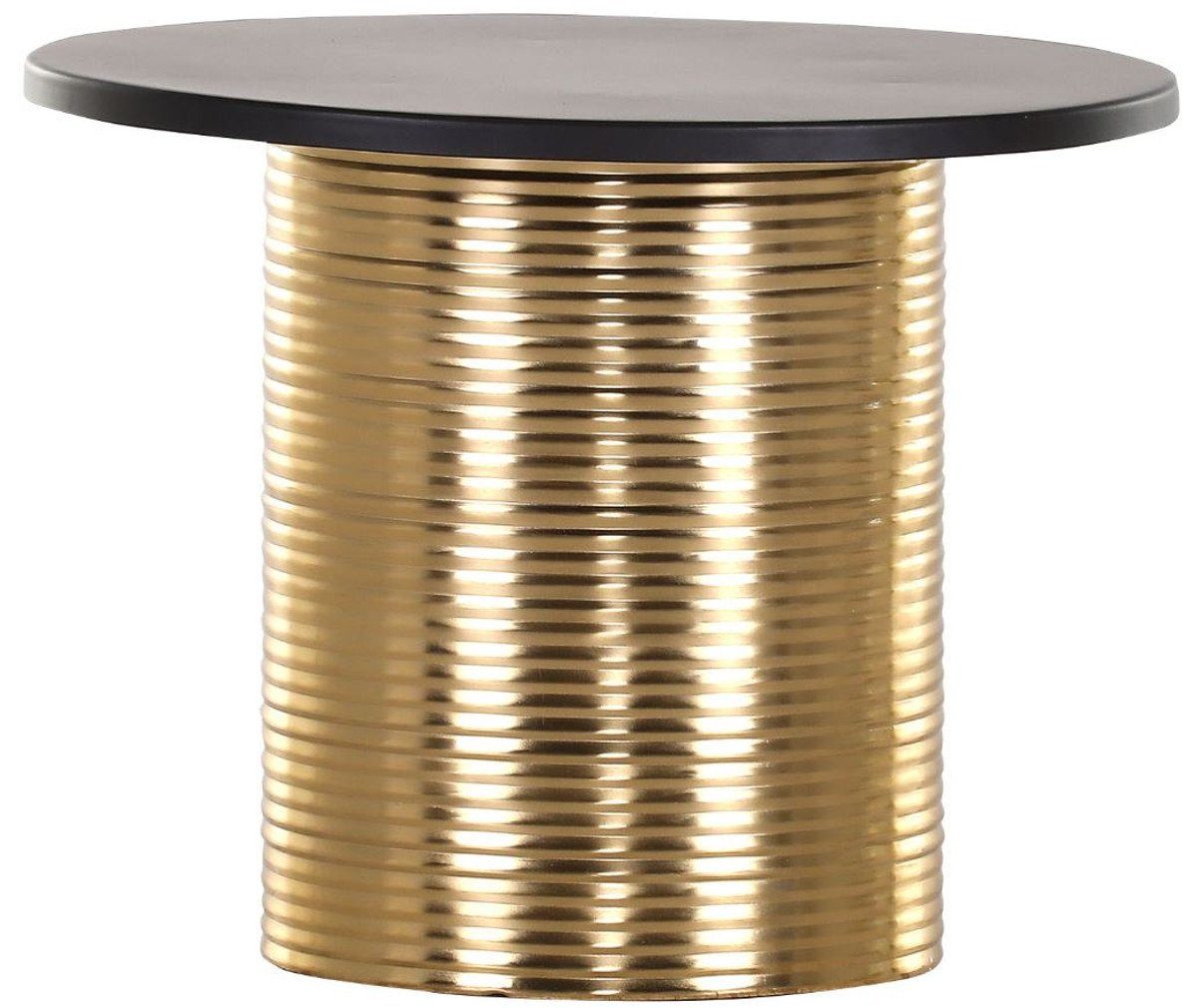 Casa Padrino Beistelltisch Luxus Beistelltisch Schwarz / Gold Ø 50 x H. 40 cm - Runder pulverbeschichteter und galvanisierter Metall Tisch - Möbel
