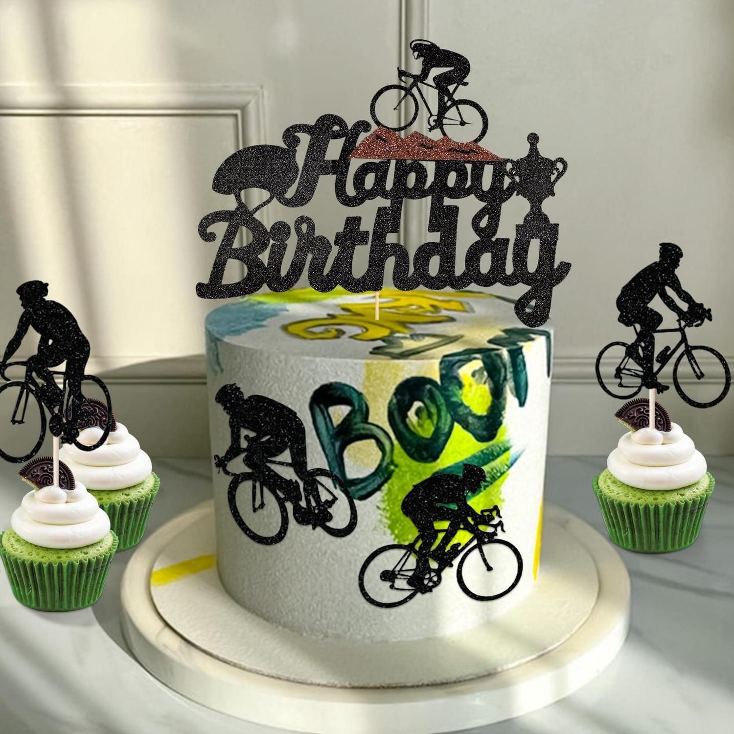LuxusKollektion Tortenmodellierer Kuchen Deko Fahrrad Cupcake Set Blau