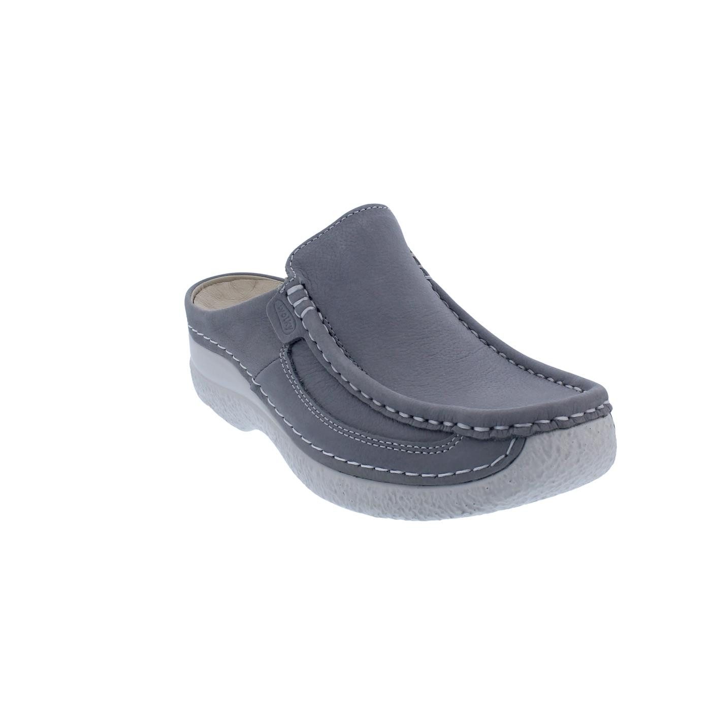 WOLKY Wolky Clog Roll Slide 0620211-206, Nubukleder,Hellgrau, Fußbett zum We Clog