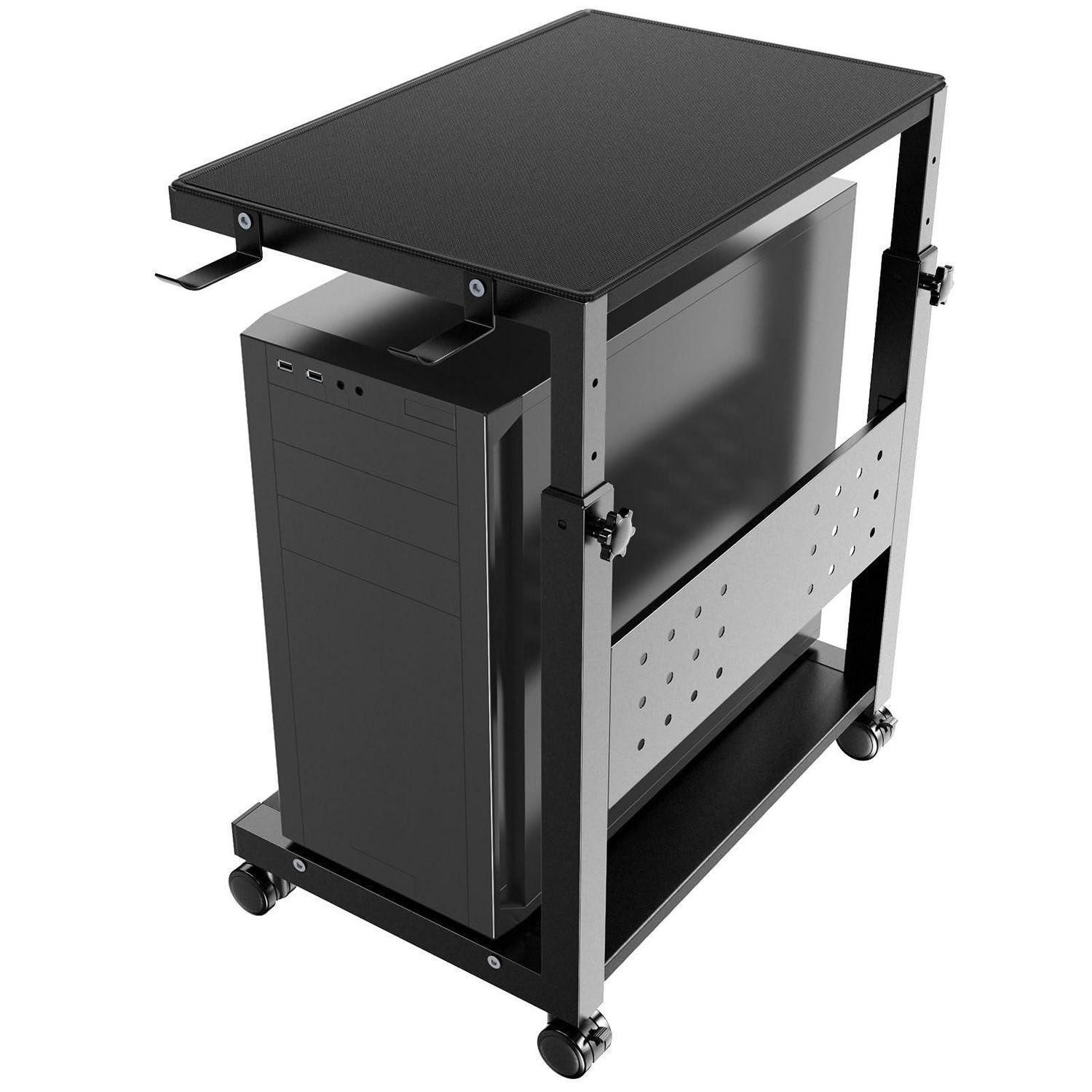 LuxusKollektion Rollwagen PC Tower Ständer höhenverstellbar 2 Ebenen Rollen schwarz, (1 St)