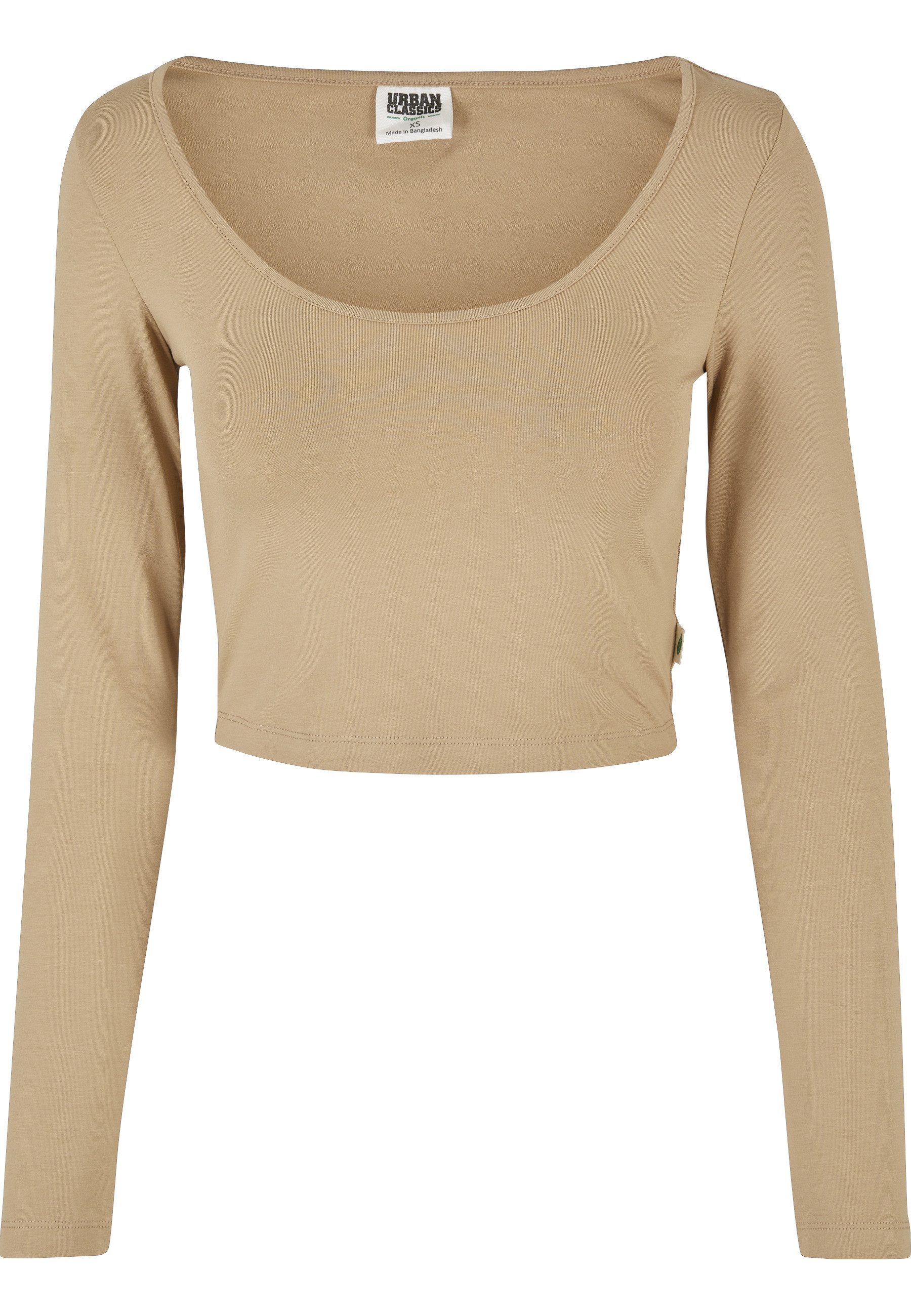 Langarmshirt Urban Classics Damen Ladies Organic Wide Neck Cropped Longsleeve