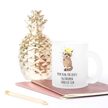 Mr. & Mrs. Panda Teeglas Waschbär - Transparent - Geschenk, Glas Teetasse, Fröhlich, Gute Laun, Premium Glas, Liebevolle Gestaltung