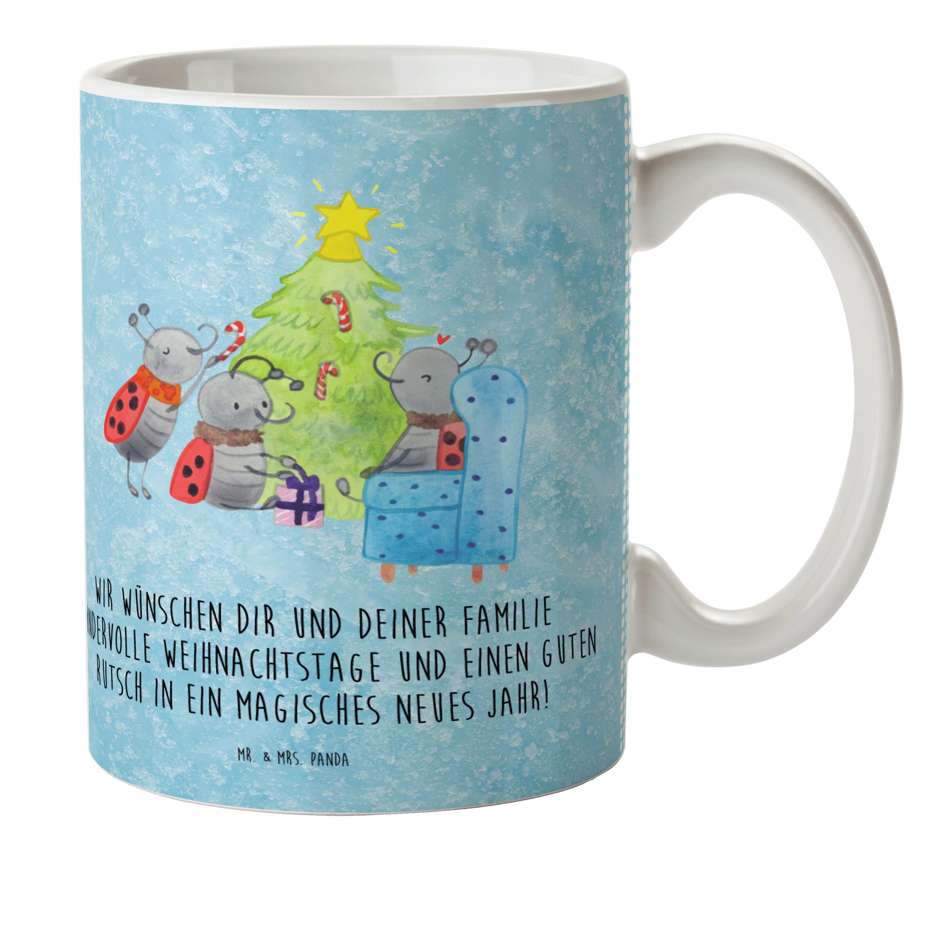 Mr. & Mrs. Panda Kinderbecher Weihnachten Smörle - Eisblau - Geschenk, Kunststoff Tasse, Pfeffermin, Kunststoff