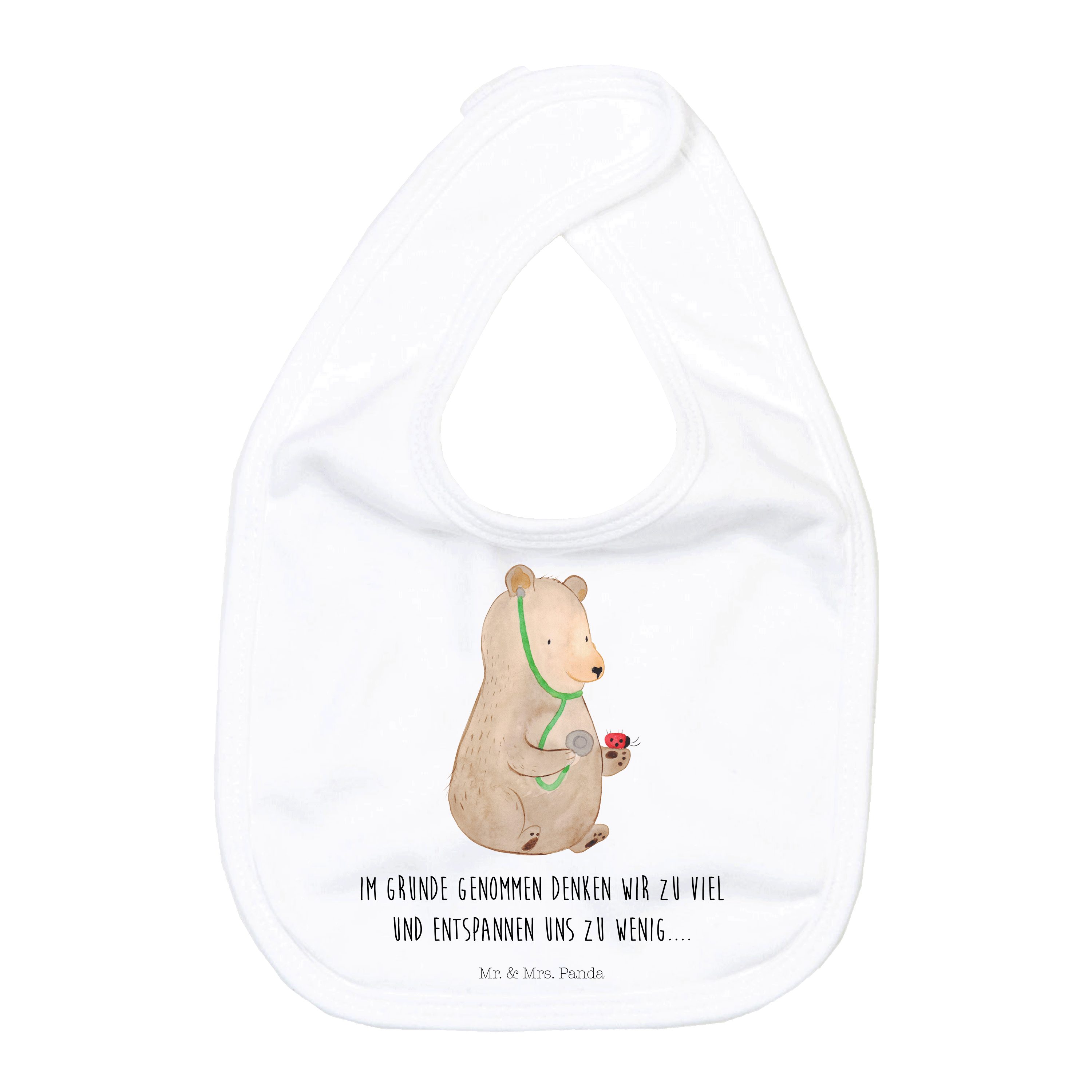 Tragetuch Bär Arzt - Weiß - Geschenk, Teddy, Baby Lätzchen, Klettlätzchen, Prof
