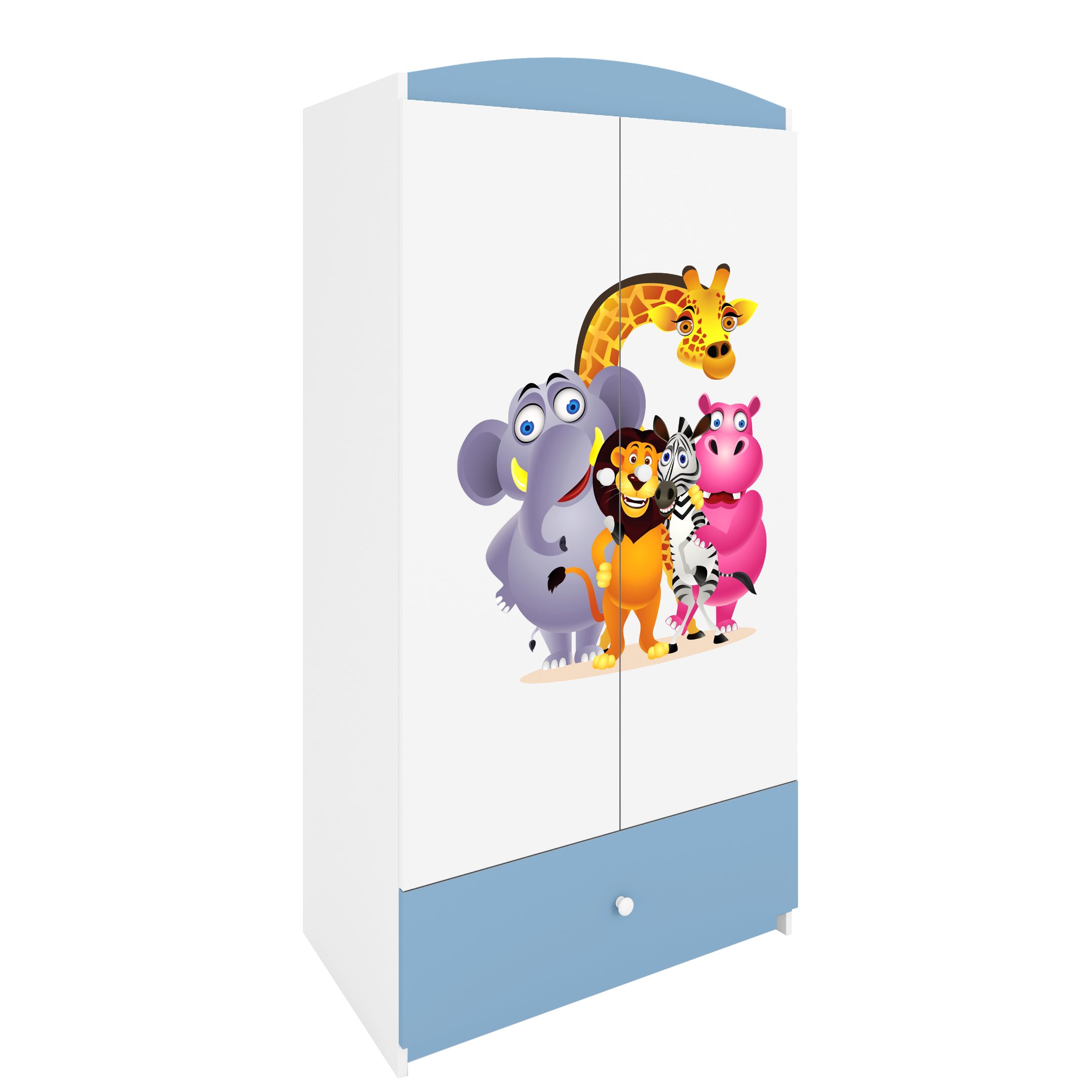 Raumhirsch Furniture Kinderkleiderschrank mit Tiermotiven - Kleiderschrank für Kinder (Kinderzimmerschrank für Jungen & Mädchen, Mit Ablagefächern & Kleiderstange) neutrale Motive, langlebig, verschiedene Farben & Designs