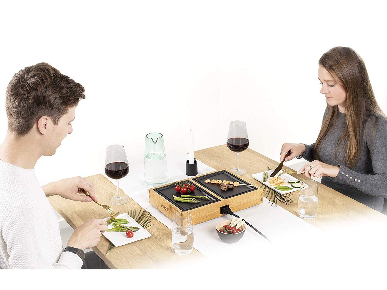 PRINCESS Teppanyakigrill, 420 W, Elektro Tischgrill fettarm grillen für 2 Personen low fat Grillplatte
