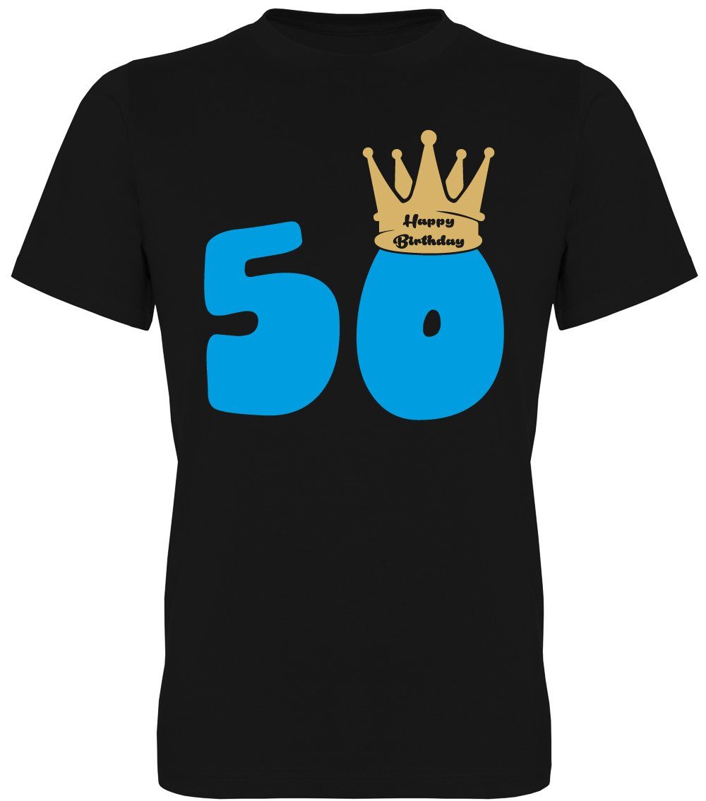 G-graphics T-Shirt 50 – Happy Birthday – mit Krone Herren T-Shirt mit Frontprint / Spruch zum 50ten Geburtstag