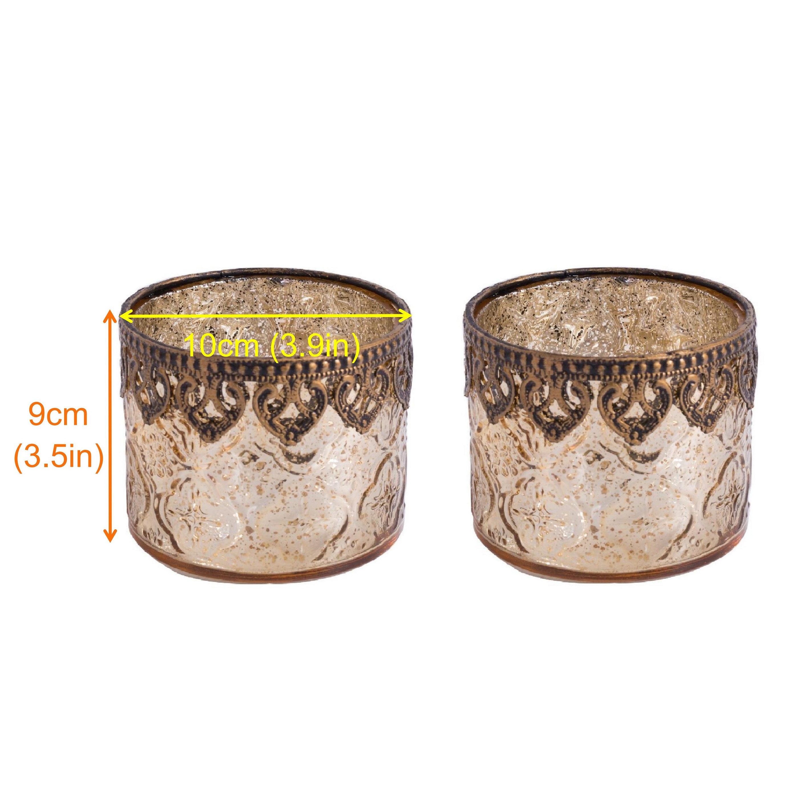 Jinfa Teelichthalter Jinfa® 2er Set Windlichter in Gold, Silber, Rot günstig online kaufen