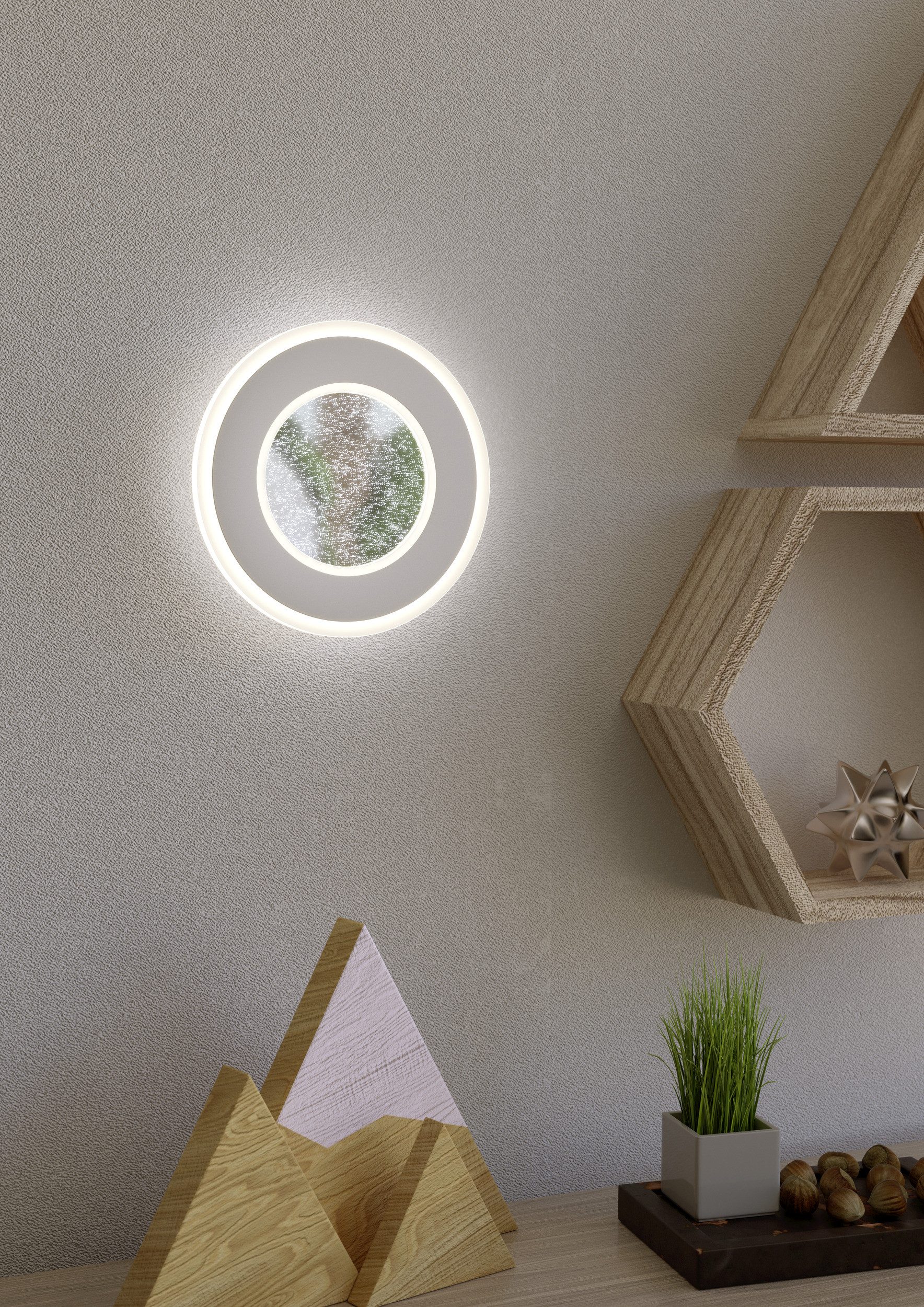 EGLO Wandleuchte MACCHIONI Wandlampe - Stahl, Kunststoff - LED - 12W - IP20, LED fest integriert, Neutralweiß, Wandstrahler, Wandspot, Wohnzimmer, Flur, Ø20 x AL4,5 cm