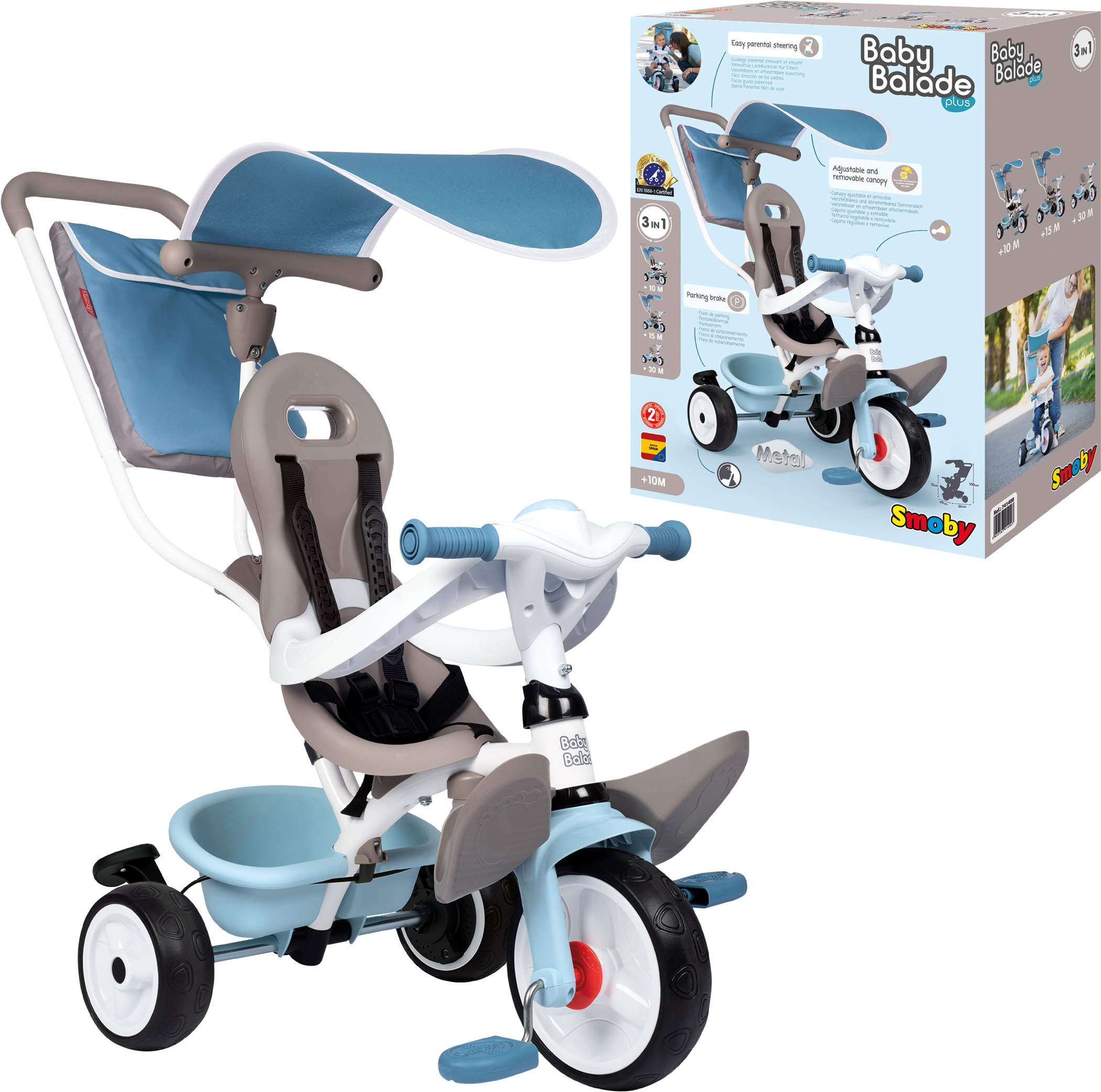 Smoby Dreirad Outdoor Spielzeug Fahrzeug Dreirad Baby Balade blau 7600741400
