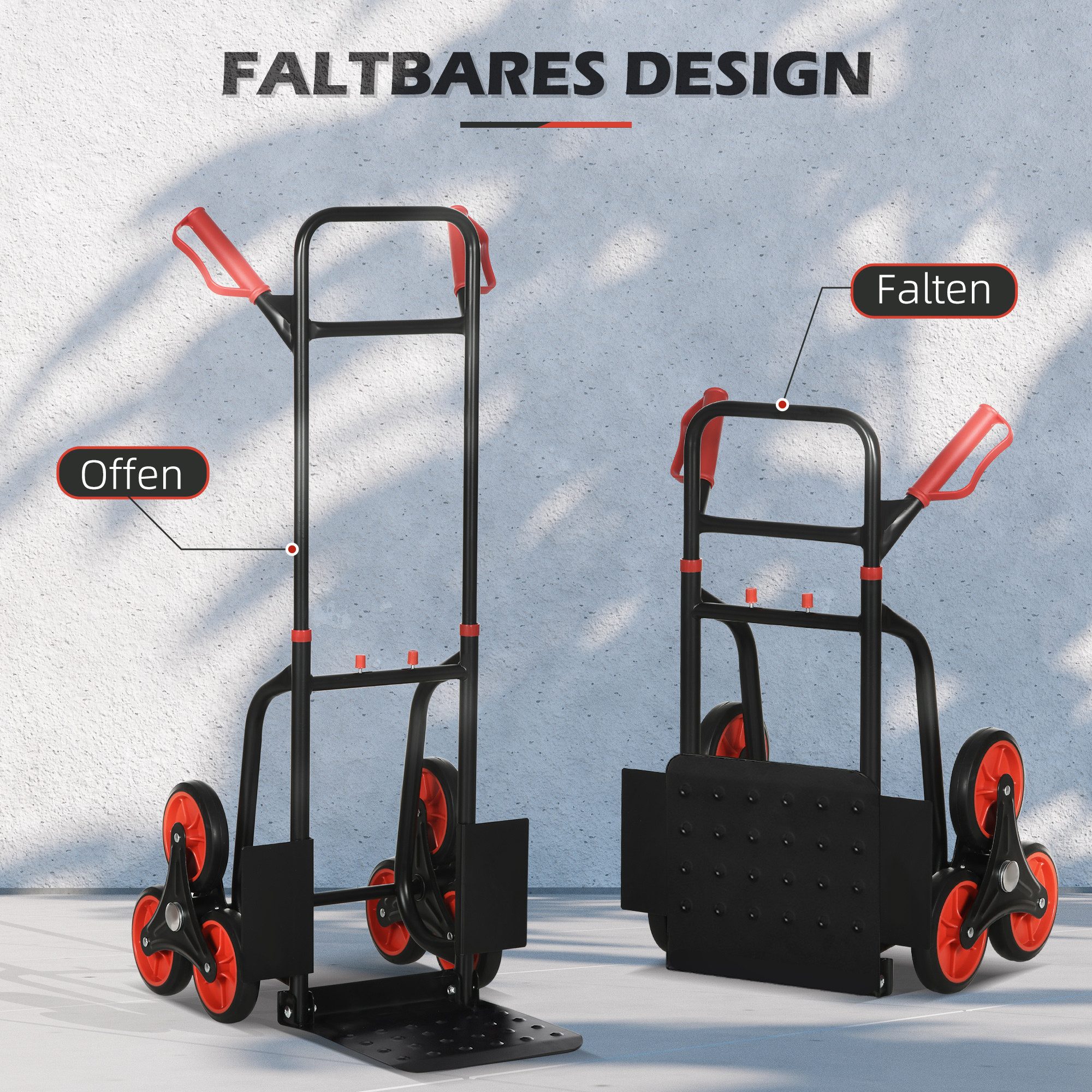 Durhand Sackkarre Treppensteiger Sackkarre klappbar Transportkarre mit Stahlrahmen, (Packung, 1-St., Klappbare Treppensteiger-Sackkarre), klappbar, Treppensteig – Bild 4 von 5