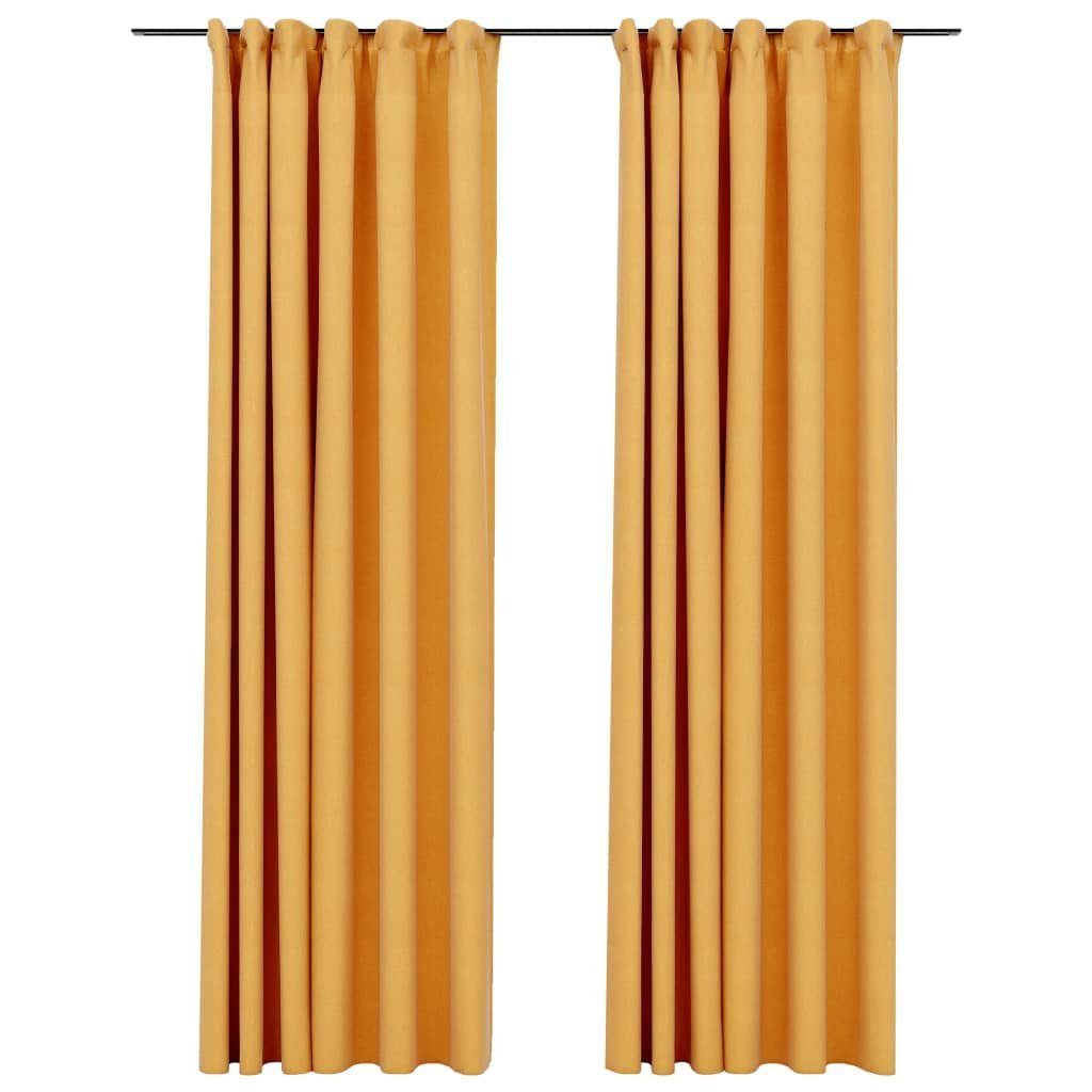 furnicato, 2 (2 Leinenoptik St) Verdunkelungsvorhänge Haken Gelb Stk. 140x245cm, Vorhang