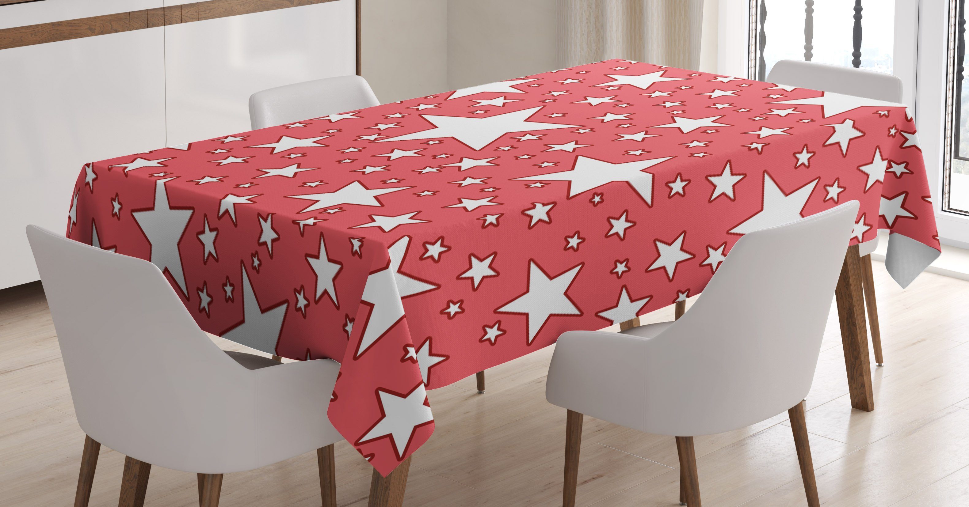 Abakuhaus Tischdecke geeignet Für Kleine Klare Farben, Große Farbfest Außen Bereich Sterne den Koralle Leuchtende Waschbar
