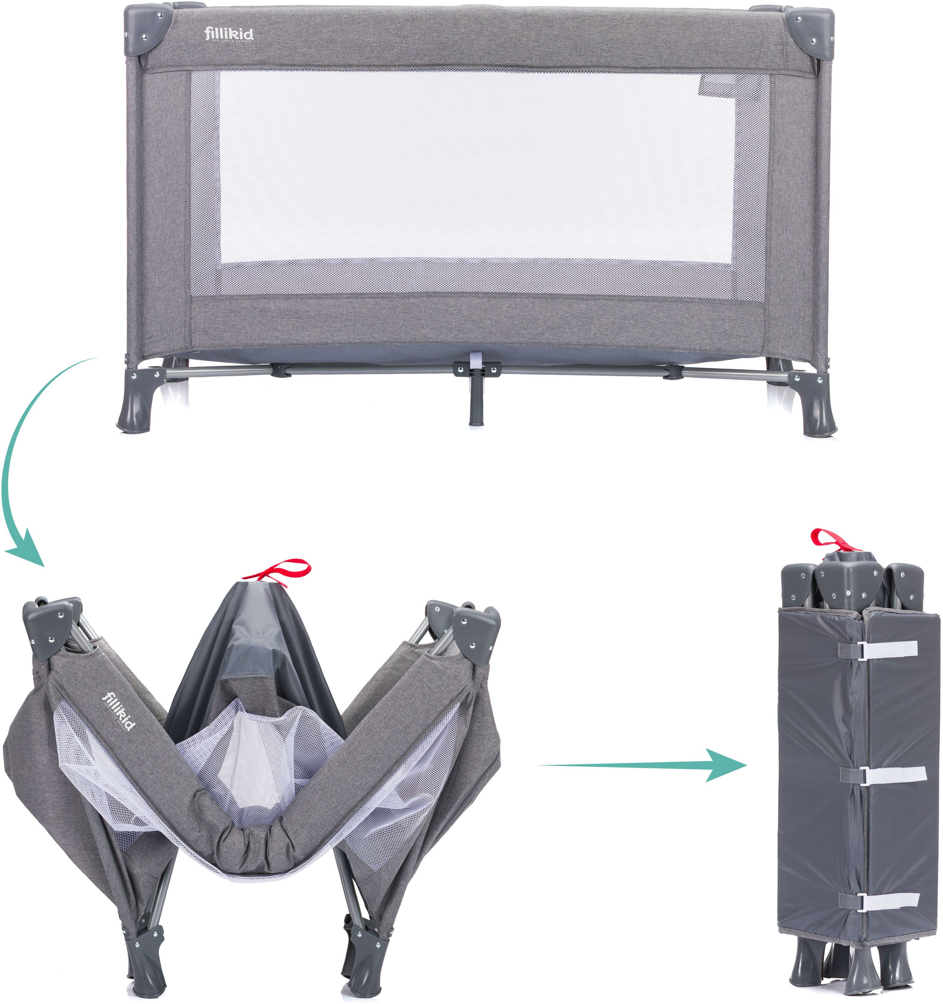 Fillikid Baby-Reisebett Milano, inklusive Transporttasche und Neugeboreneneinhang