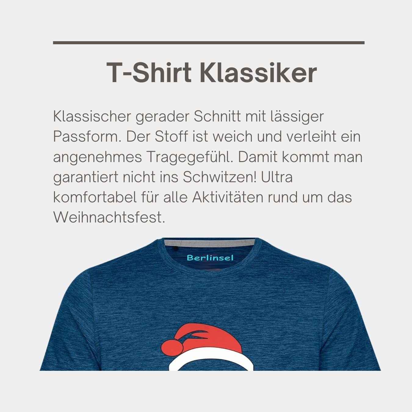 Berlinsel T-Shirt Weihnachtsfeier, Weihnachtsfoto blau Weihnachtsoutfit Printshirt Herren Weihnachtsgeschenk, Männer Weihnachtsshirt