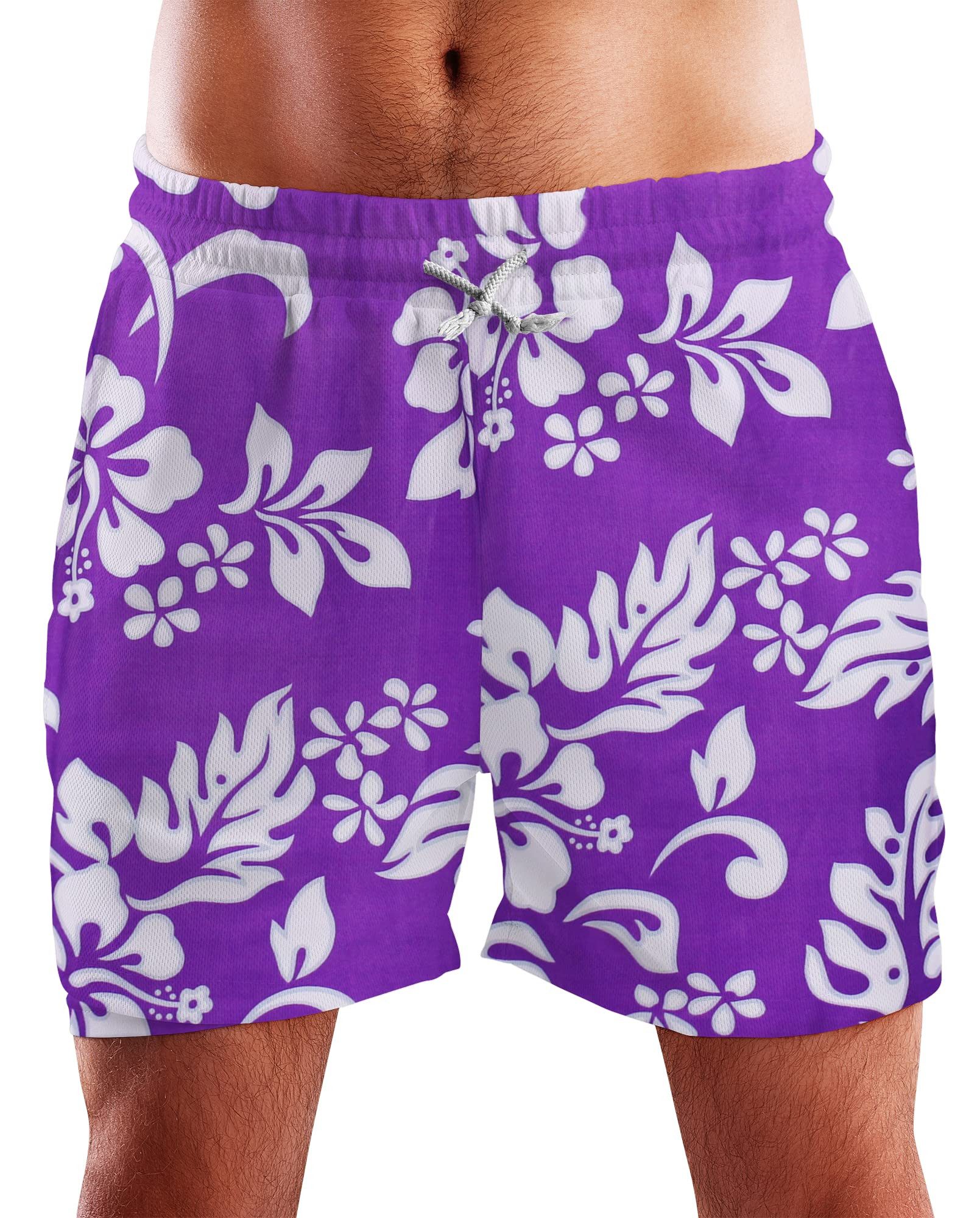 King Kameha Badeshorts Hibiscus Funky Hawaii Bade-Shorts Mesh-Einsatz Verschluss Kordelzug Mit integriertem Mesh-Innenslip für extra Komfort