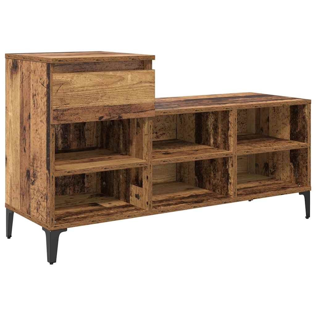 vidaXL Schuhregal Schuhschrank mit Regal Altholz 102 x 36 x 60 cm Holzwerkstoff, 1-tlg.