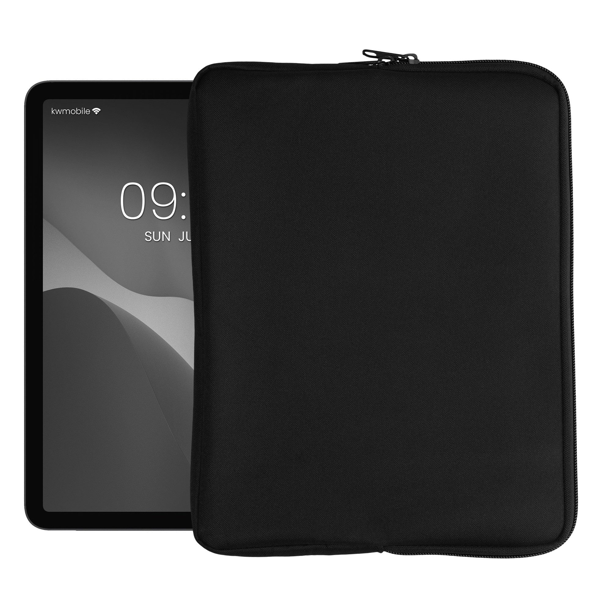 kwmobile Tablet-Hülle Schutzhülle aus Stoff für 12,4"-12,9" Tablet Hülle Stoffhülle, Stoffhülle für Tablet mit Reißverschluss - Schwarz