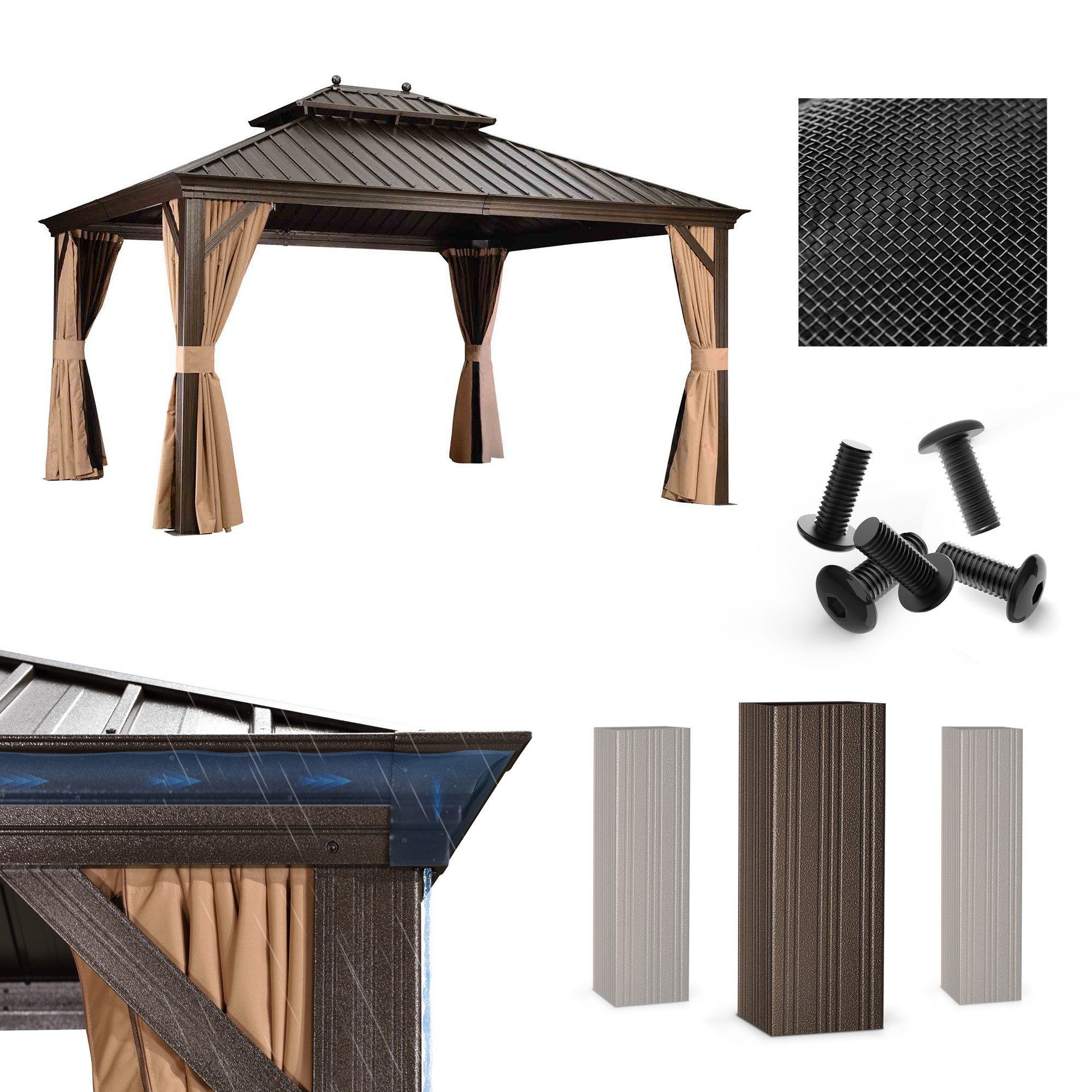 PURPLE LEAF Pavillon Außenbereich Alu Gartenpavillon günstig online kaufen