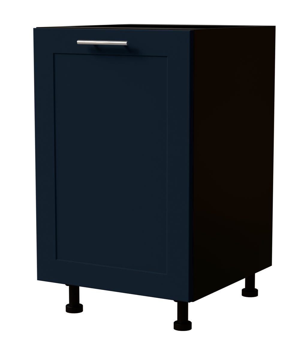 Feldmann-Wohnen Unterschrank Oslo (D1D/50, 1-türig, 1 Einlegeboden, 1-St., filigrane Rahmenoptik, Soft-Close-Funktion) 50x50x82cm Schwarz Matt / Indigo Matt