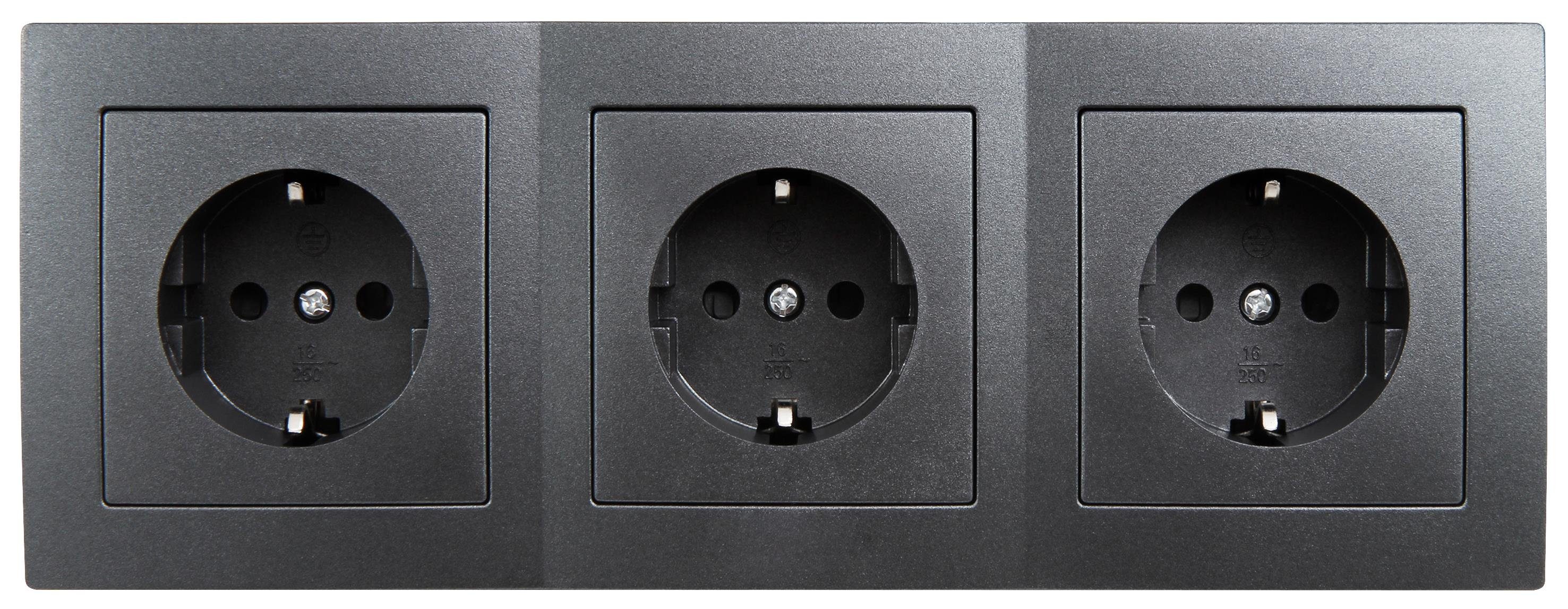 McPower Steckdosenblock McPower ''Flair'' 250V~/16A, Aufbau, Anthrazit, 3-fach Mehrfachsteckdose