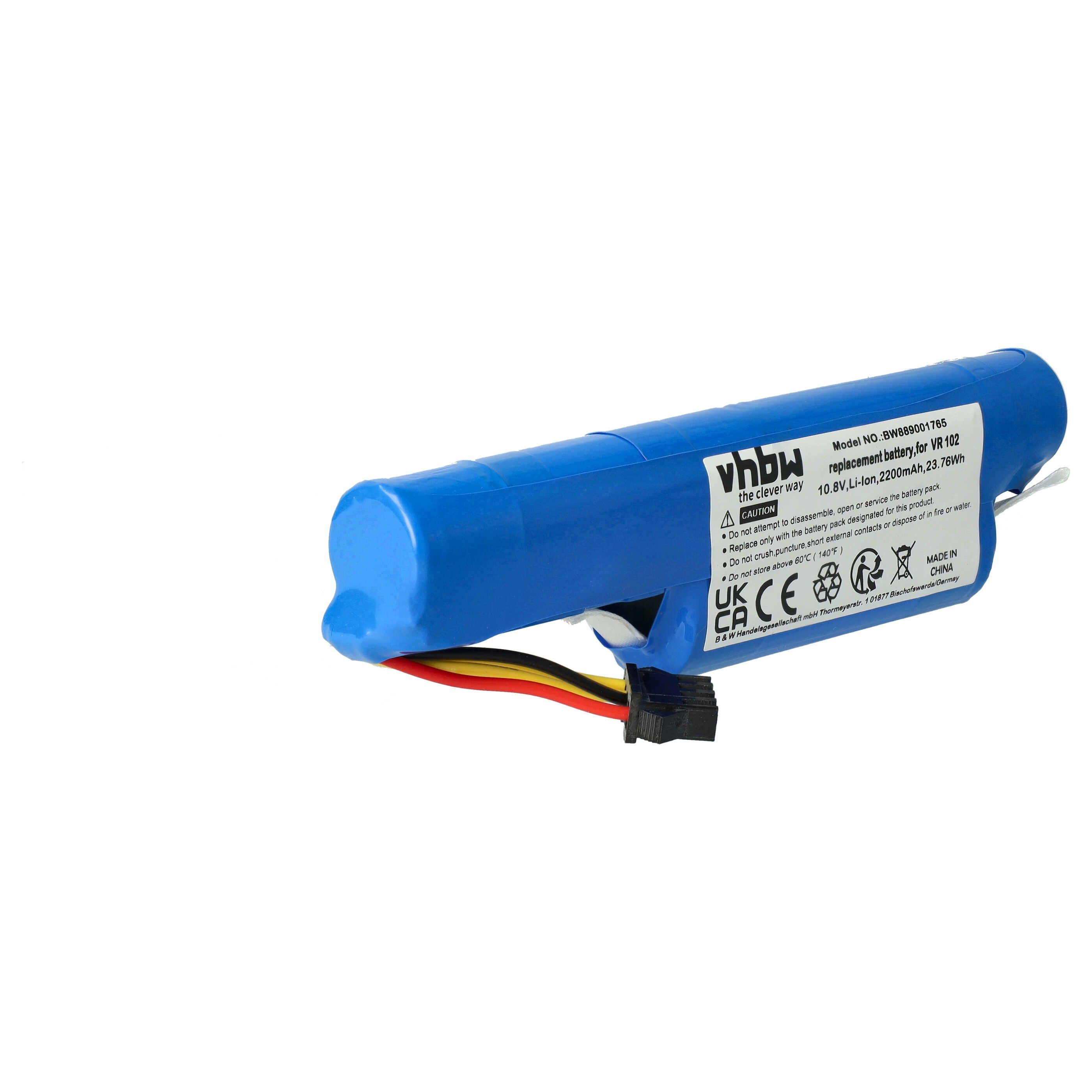 vhbw Akku passend für Vileda VR 102, VR ONE Saugroboter (2200 mAh, 10,8 V, Staubsauger-Akku Akku Li-Ion 2200 mAh (10,8 V, 1 St), Leistungsfähiger Austausch-Akku für Ihren Saugroboter
