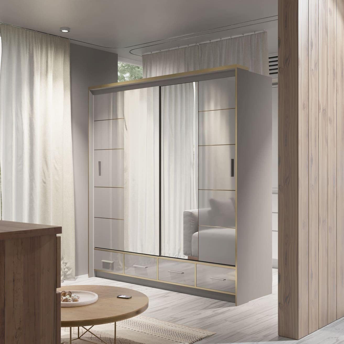 MOEBLO Kleiderschrank SERAPHINE (Schwebetürenschrank Gaderobe Schiebtüren S günstig online kaufen