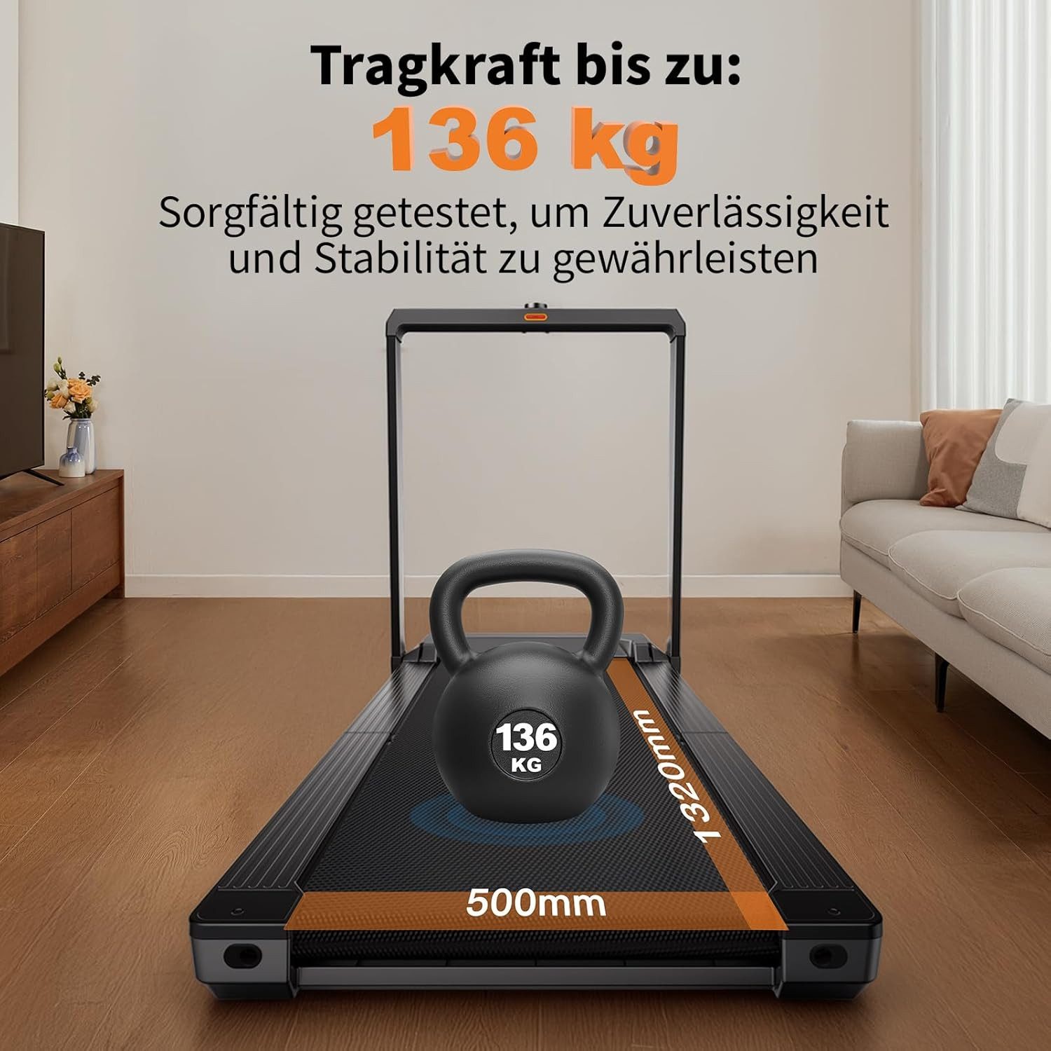 Kingsmith Laufband WalkingPad X23/MX16 Klappbares Laufband bis 16 km/h & 136 kg, Dreifach klappbar, App Steuerung, Halterung, max.136 kg, max.16km/h