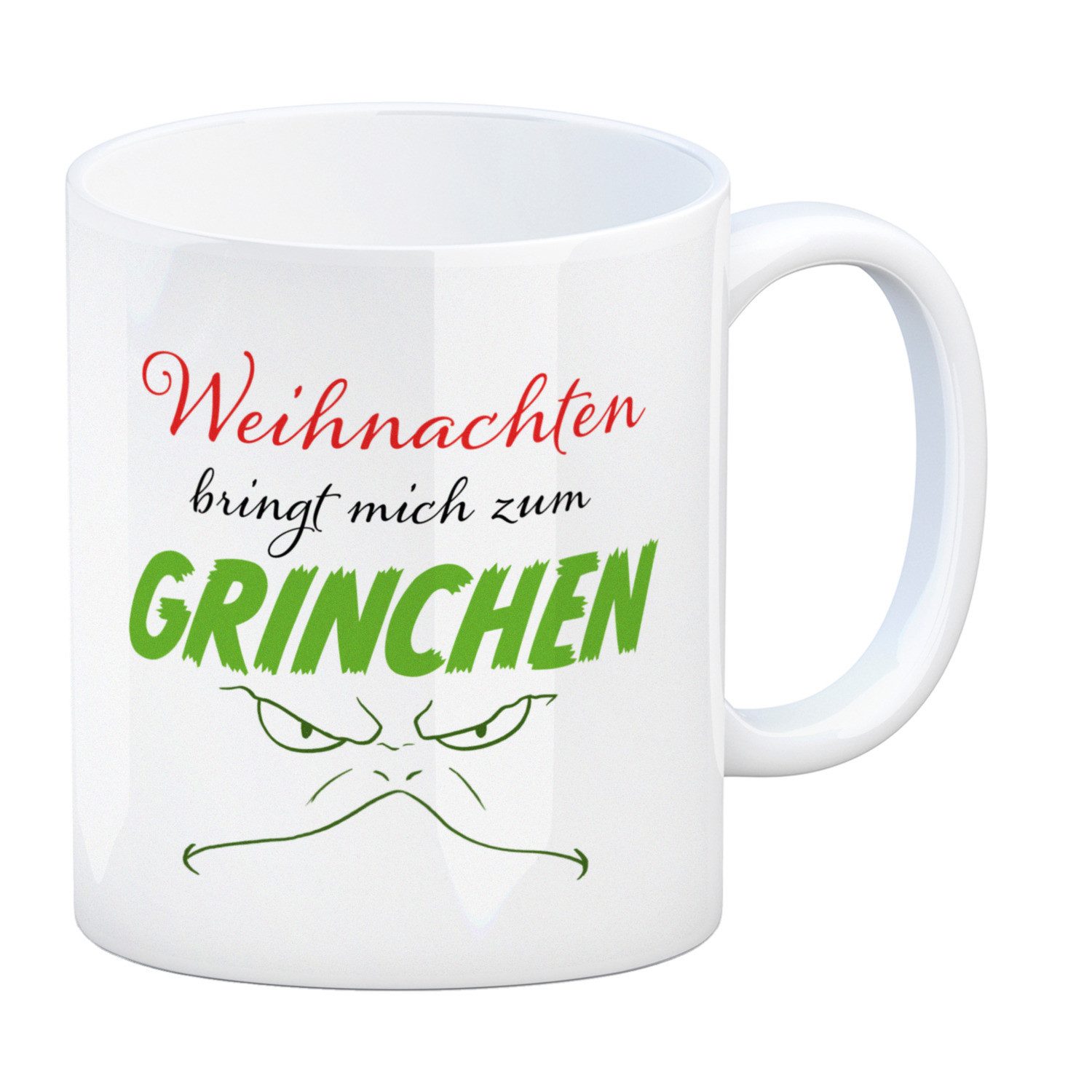 Tasse Weihnachten bringt mich zum grinchen Kaffeebecher mit Spruch