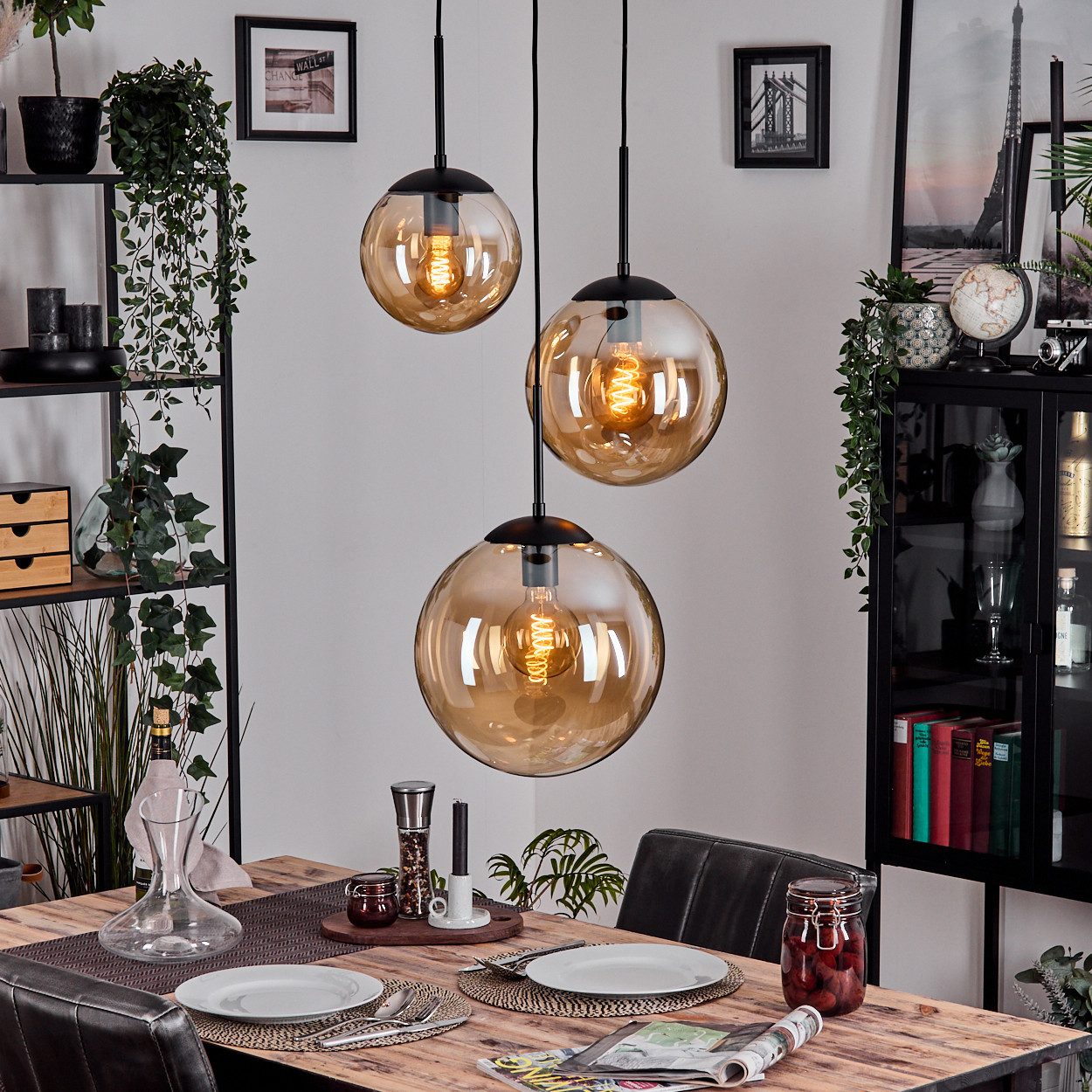 hofstein Hängeleuchte moderne Retro/Vintage Hängelampe aus Metall/Glas in S günstig online kaufen