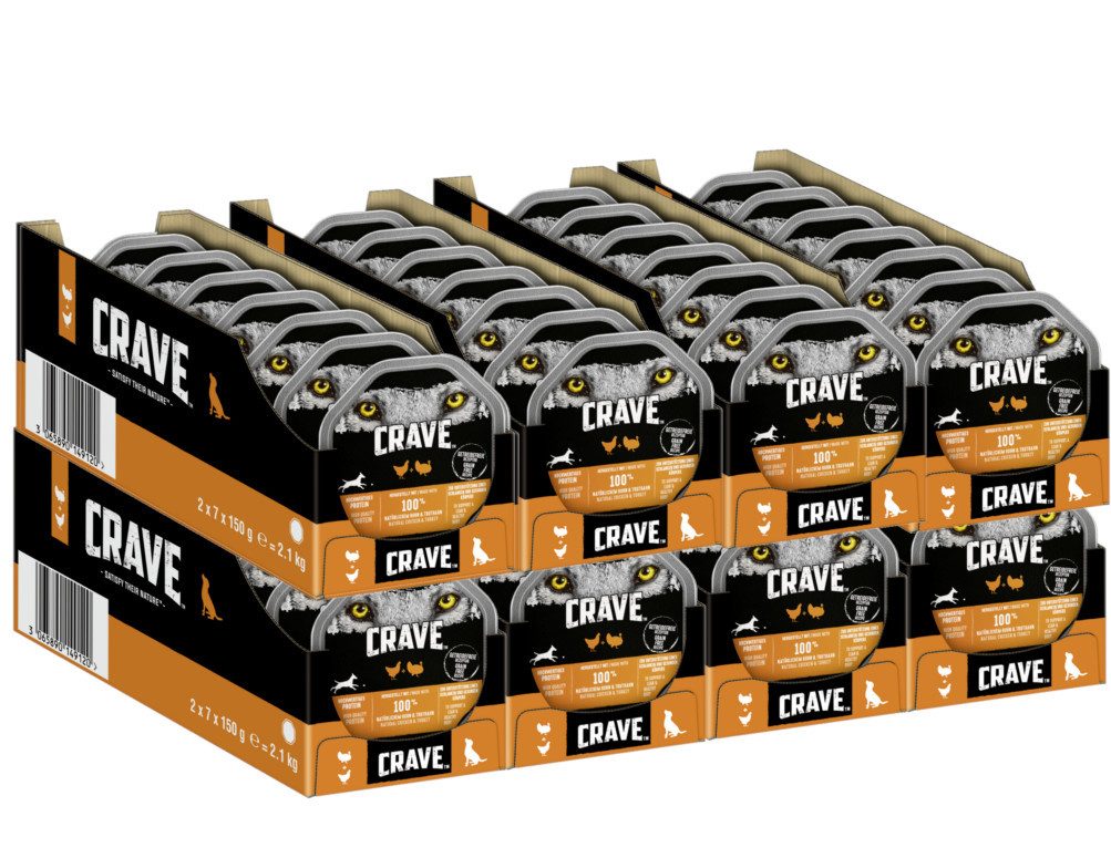 CRAVE CRAVE™ Hund Schale Pastete mit Huhn und Truthahn 4 x 14 x 150g, Nassfutter für: Hunde
