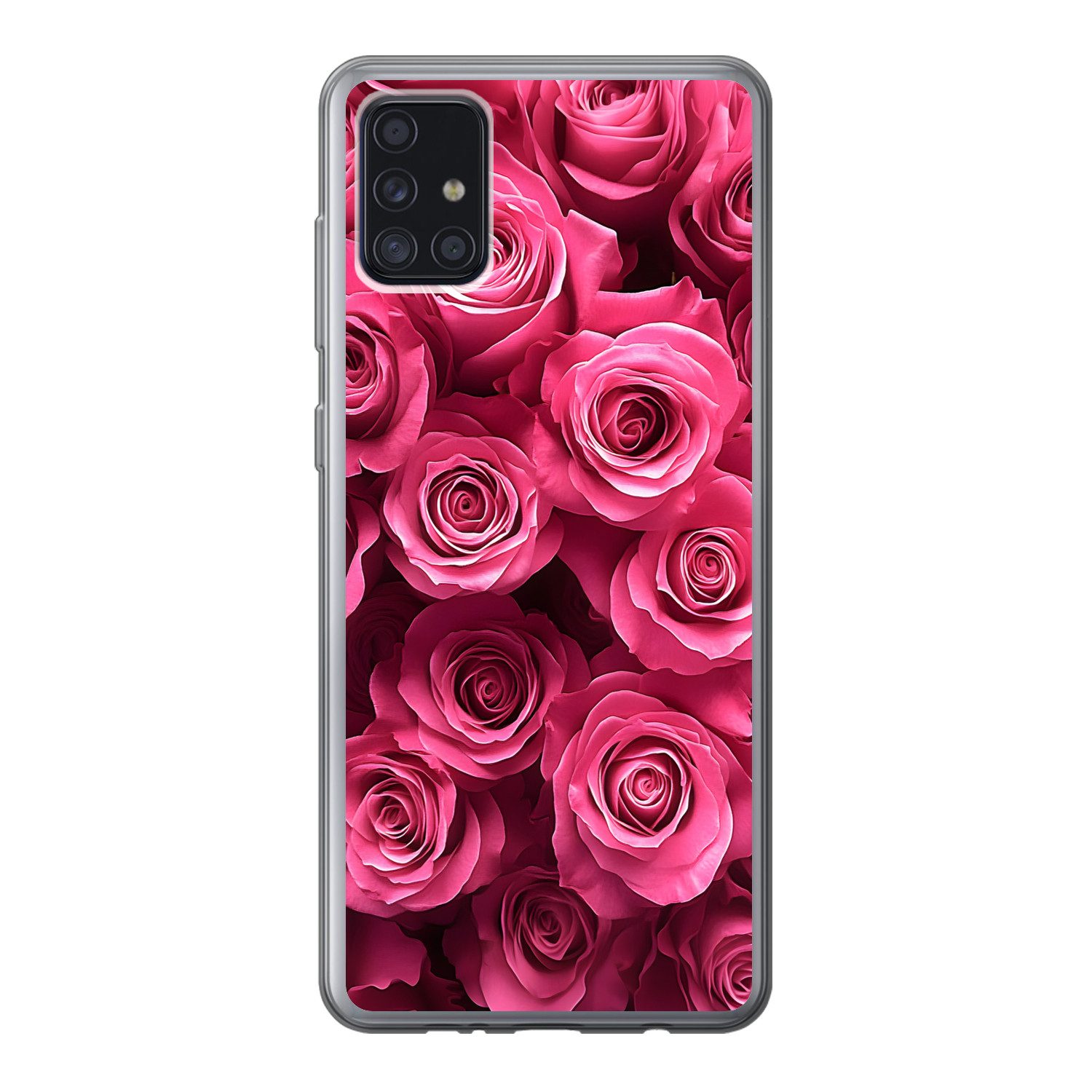 MuchoWow Handyhülle für Samsung Galaxy A52 5G Rosen - Rosa - Blume, Smartphone-Bumper, Print, Handy Schutzhülle Dünn