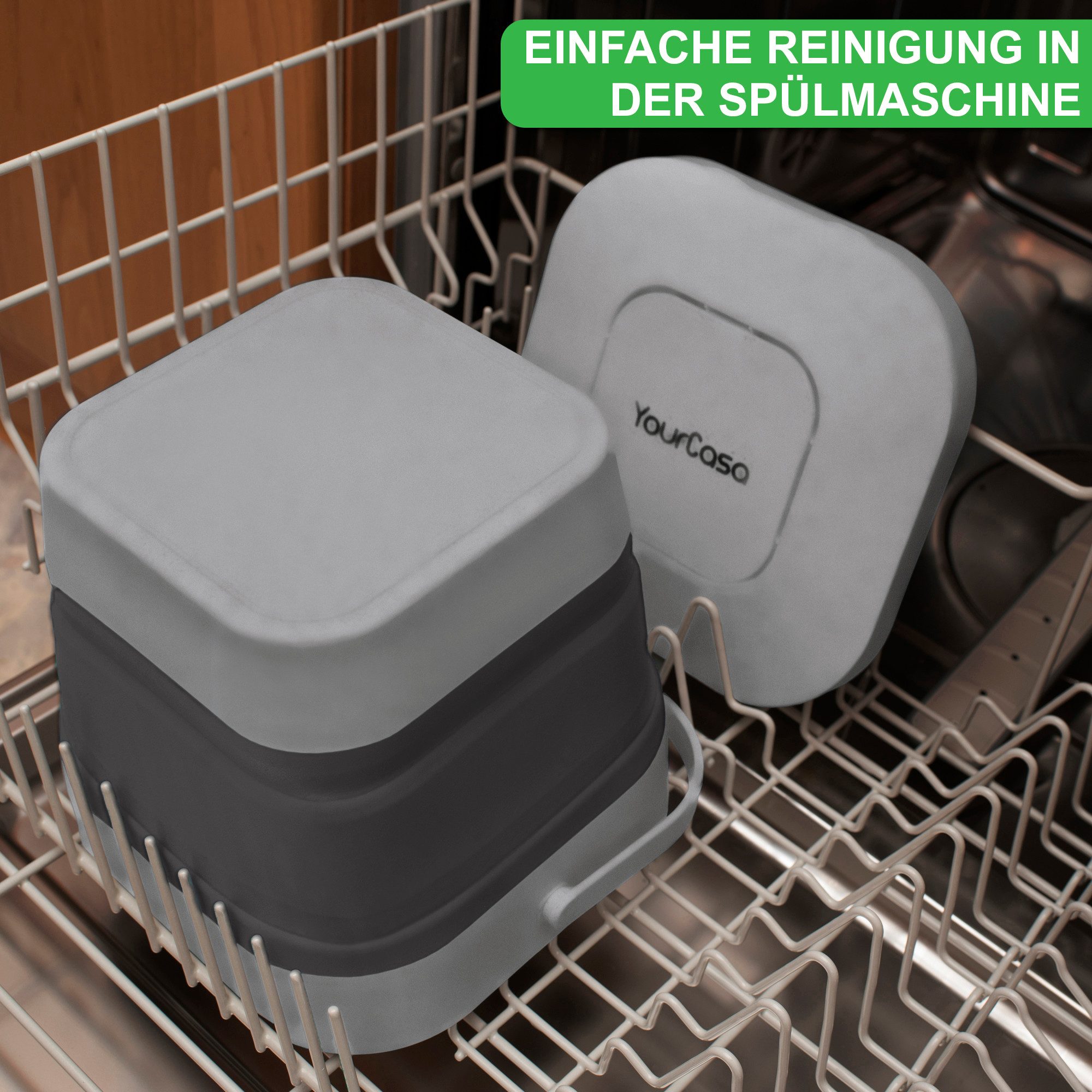 YourCasa Biomülleimer YourCasa® Biomülleimer Küche klein 4L nachhaltig mit Akivkohlefilter, Fassungsvermögen 4L, nachhaltige Materialien